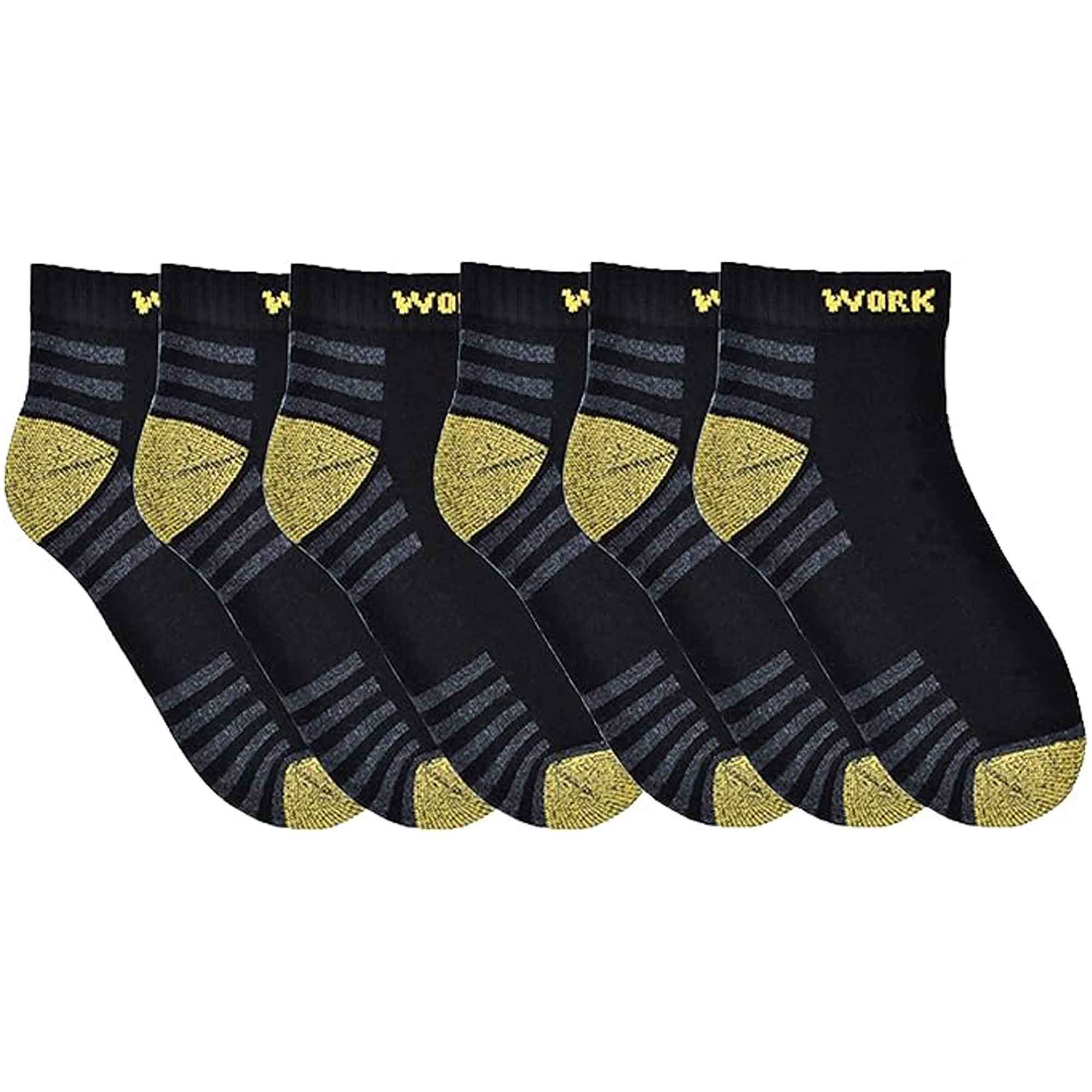 Sock Stack Mens Crew Work Boot Socks 6 Pairs Reinforced Heel Toe Cotton Mix UK 6-11 - REGN