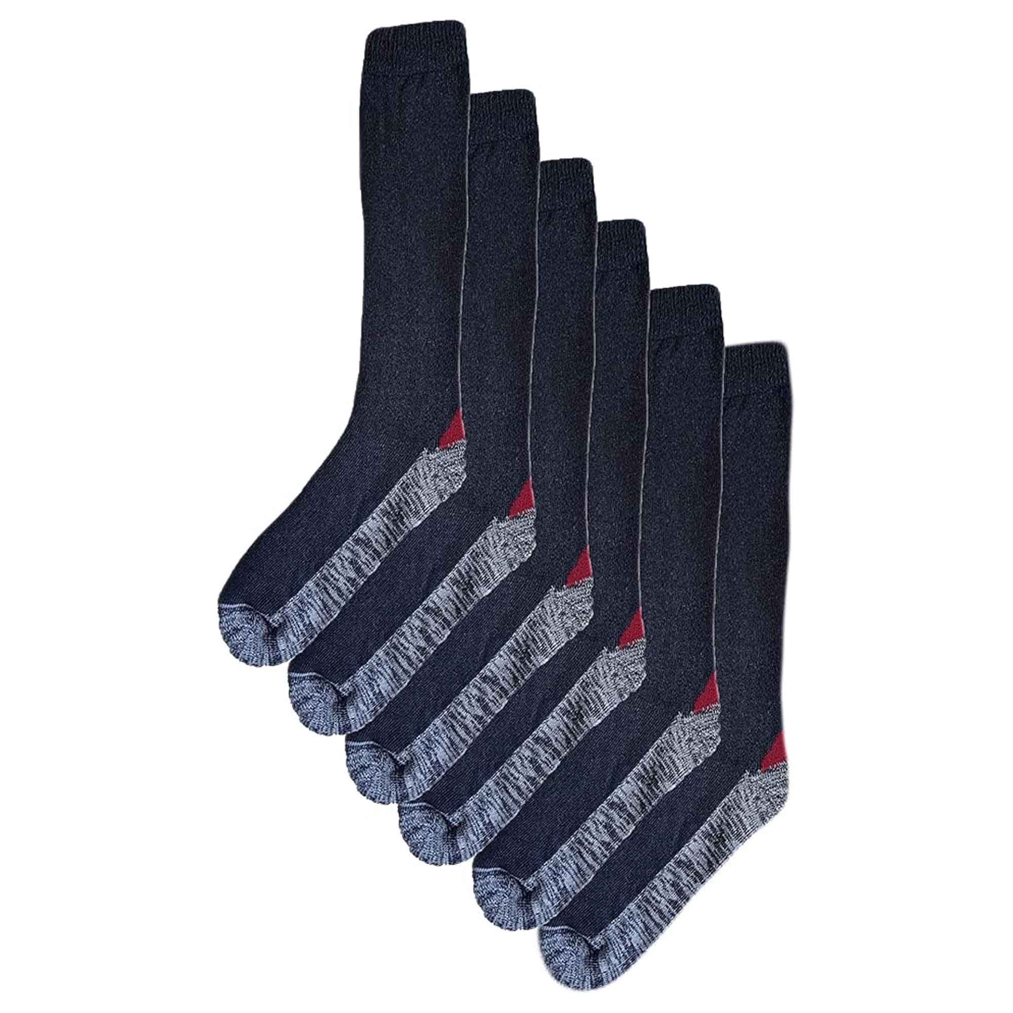 Sock Stack Men's Knee-Length Work Boot Socks 6 Pairs UK 6-11 EUR 39-45 Comfort Cuff Breathable Everyday - REGN