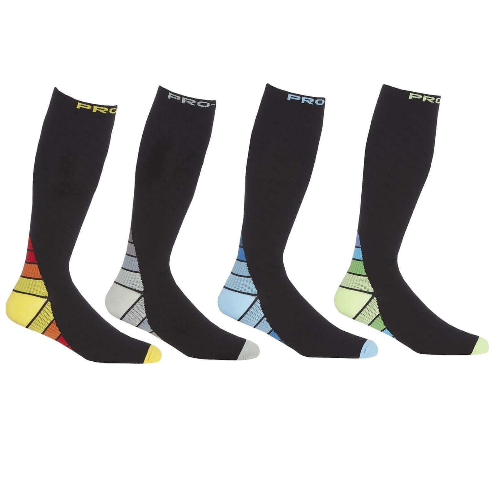 Sock Stack Men's Long Compression Socks 2 Pack Breathable Anti-Crimp Design Black Reinforced Heel and Toe Comfort - REGN