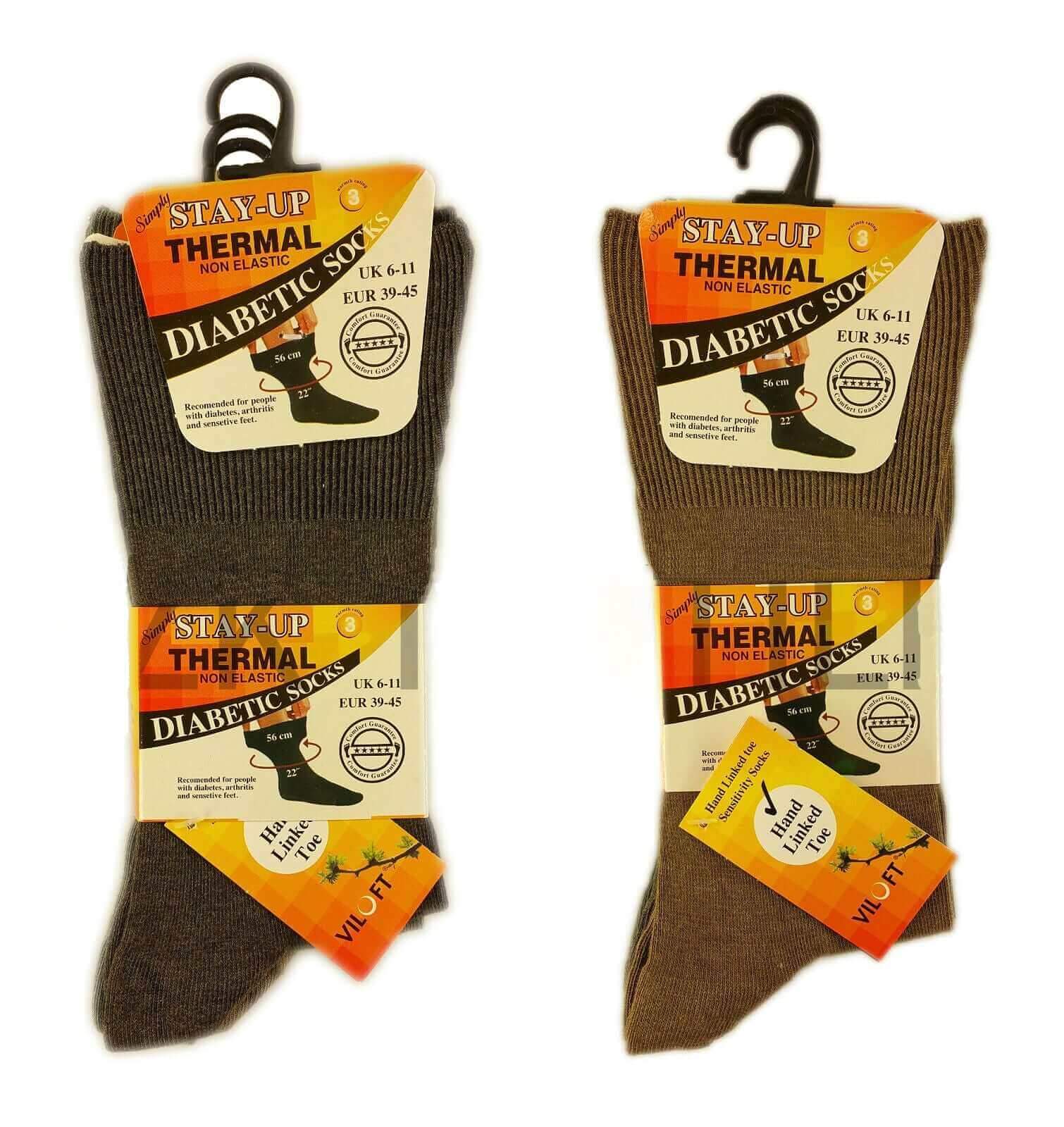 Sock Stack Men's Non-Elastic Diabetic Socks 6 Pairs Moisture-Wicking Antibacterial Viloft - REGN