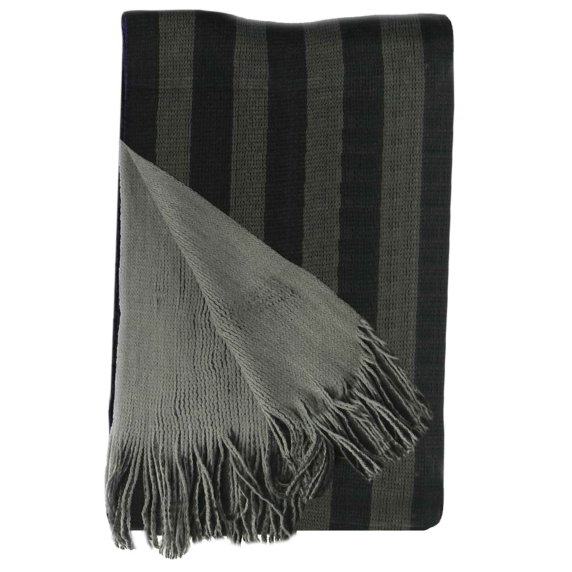 Sock Stack Mens Reversible Stripe Design Scarf Soft Woven Acrylic Winter Accessory - REGN