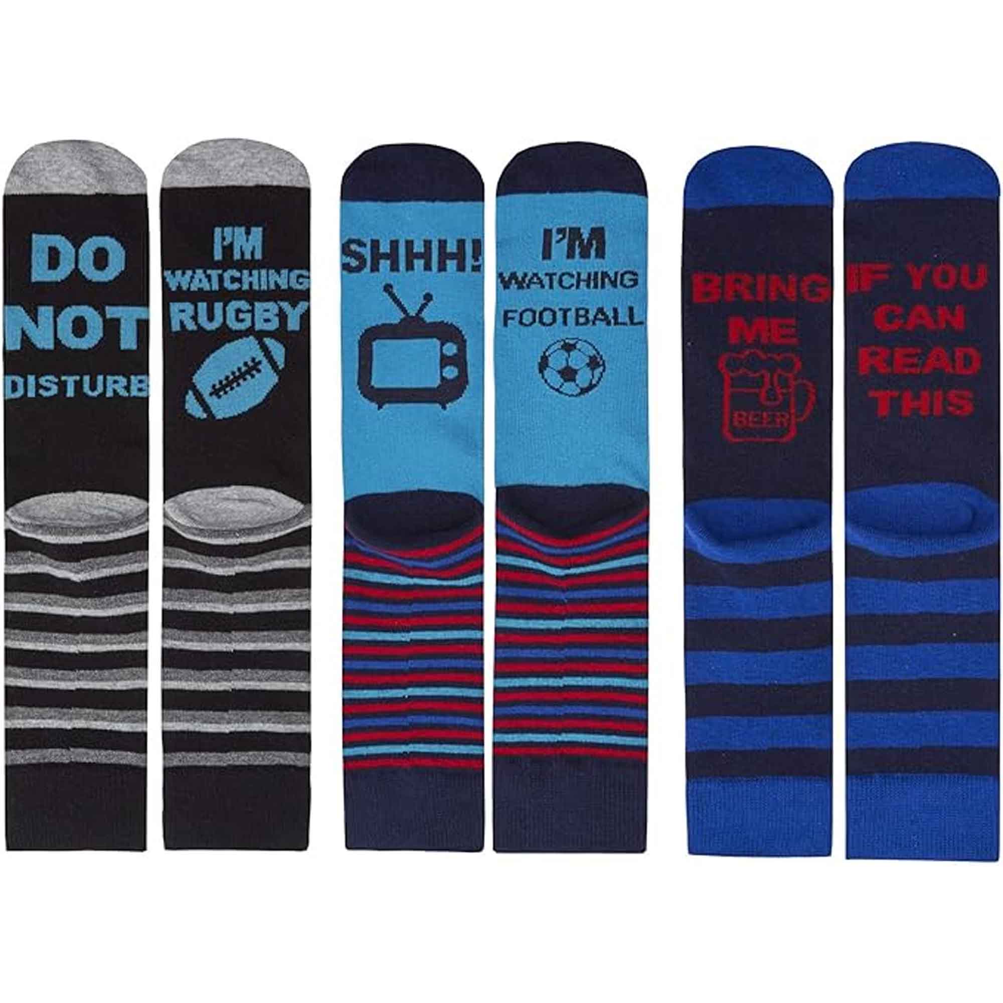 Sock Stack Mens Slogan Socks Pack Of 3 Reinforced Heel Toe Cushioned Footbed Durable - REGN