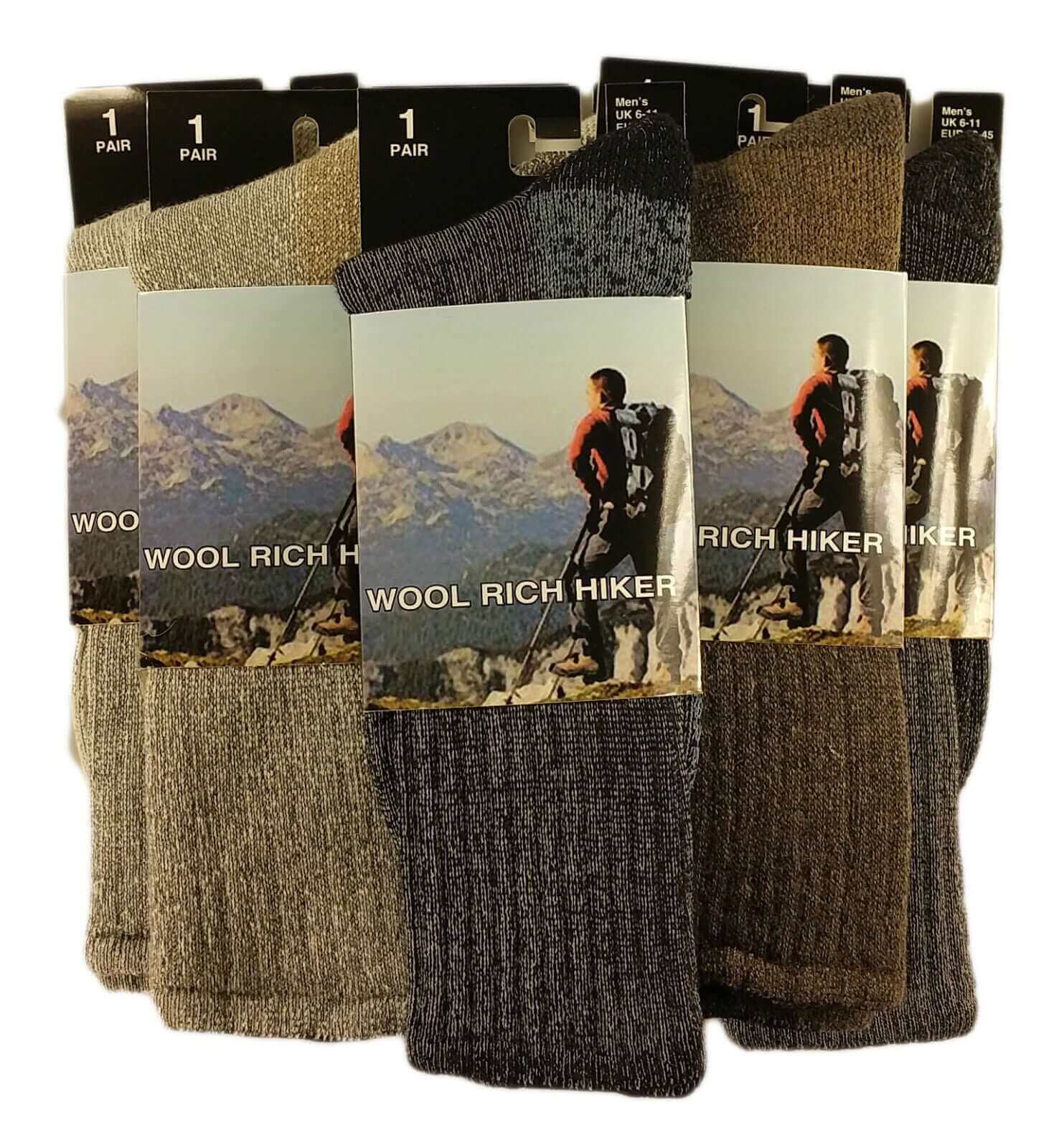 Sock Stack Men's Wool Hiking Socks 3 Pairs Thick Cushioned Boot Socks For Trekking UK 6-11 - REGN