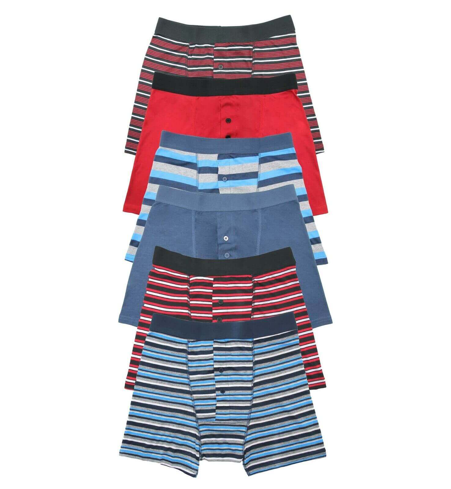 Sock Stack Pack Of 6 Men's Cotton Stretch Striped Boxer Shorts Breathable Everyday - REGN