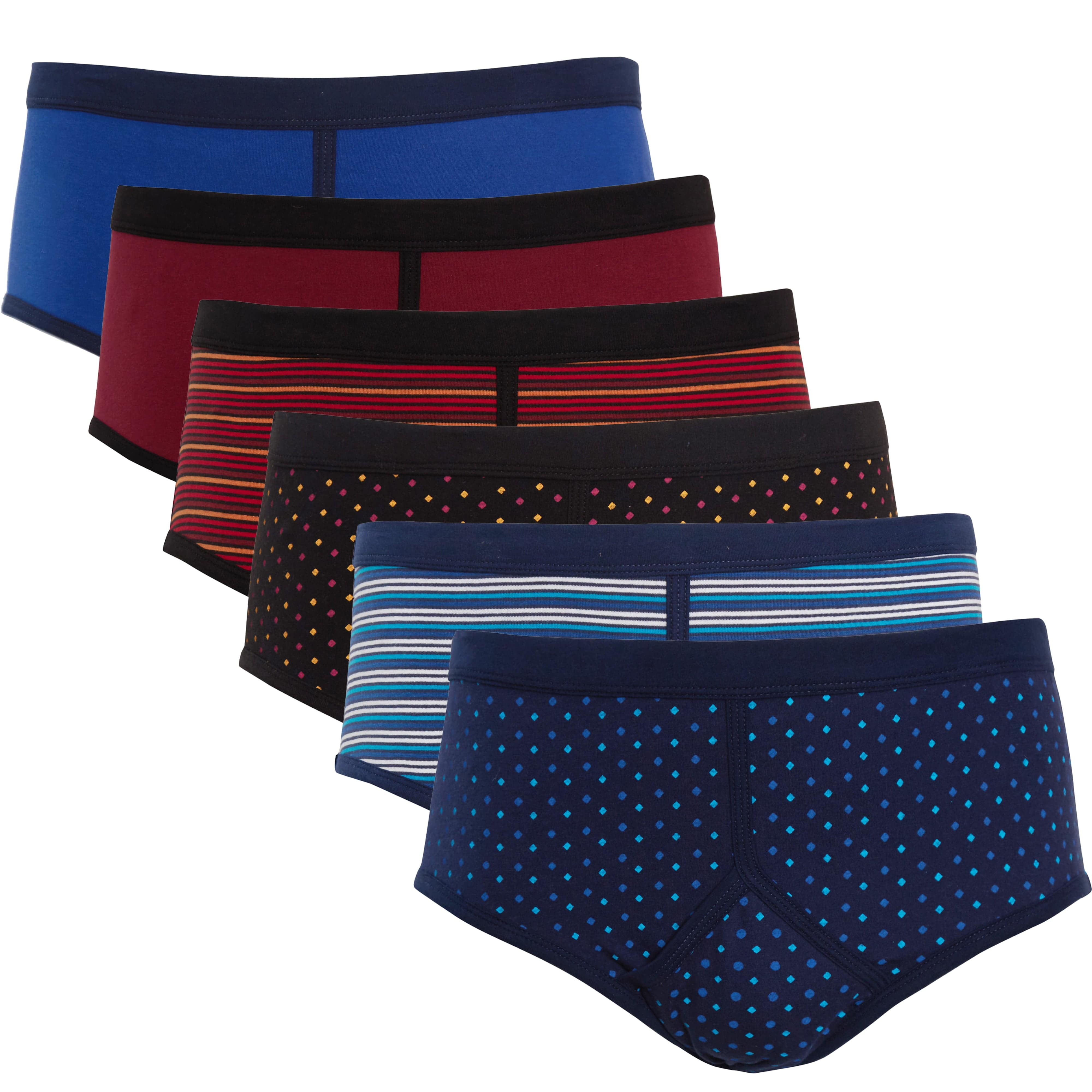 Sock Stack Pack Of 6 Men's Printed Cotton Blend Briefs Classic Fit Underwear Multipack Cotton Rich Comfort Fit - REGN