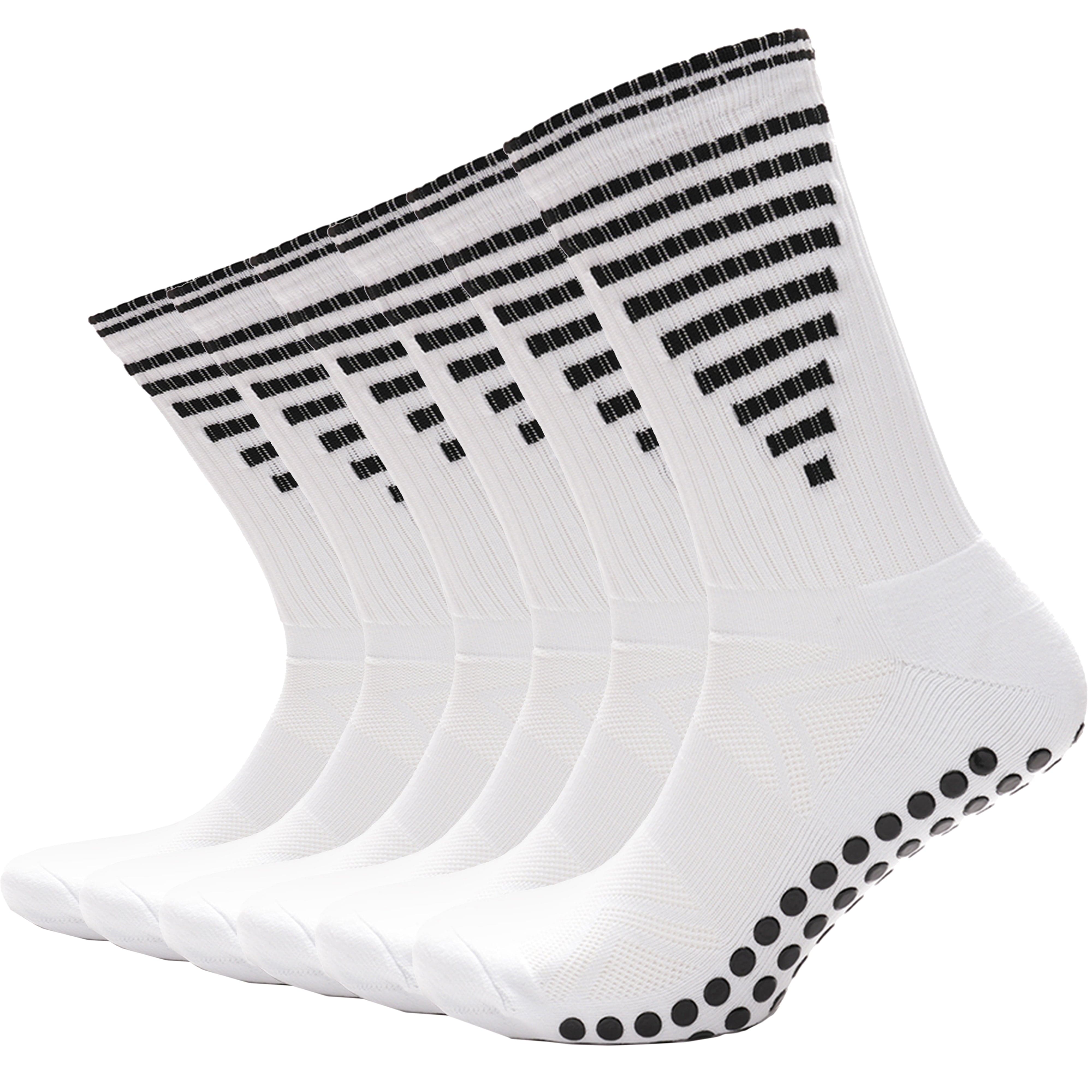 Sock Stack White Anti Slip Football Grip Socks For Men 3 Pairs Ideal For Gym Running Yoga - REGN