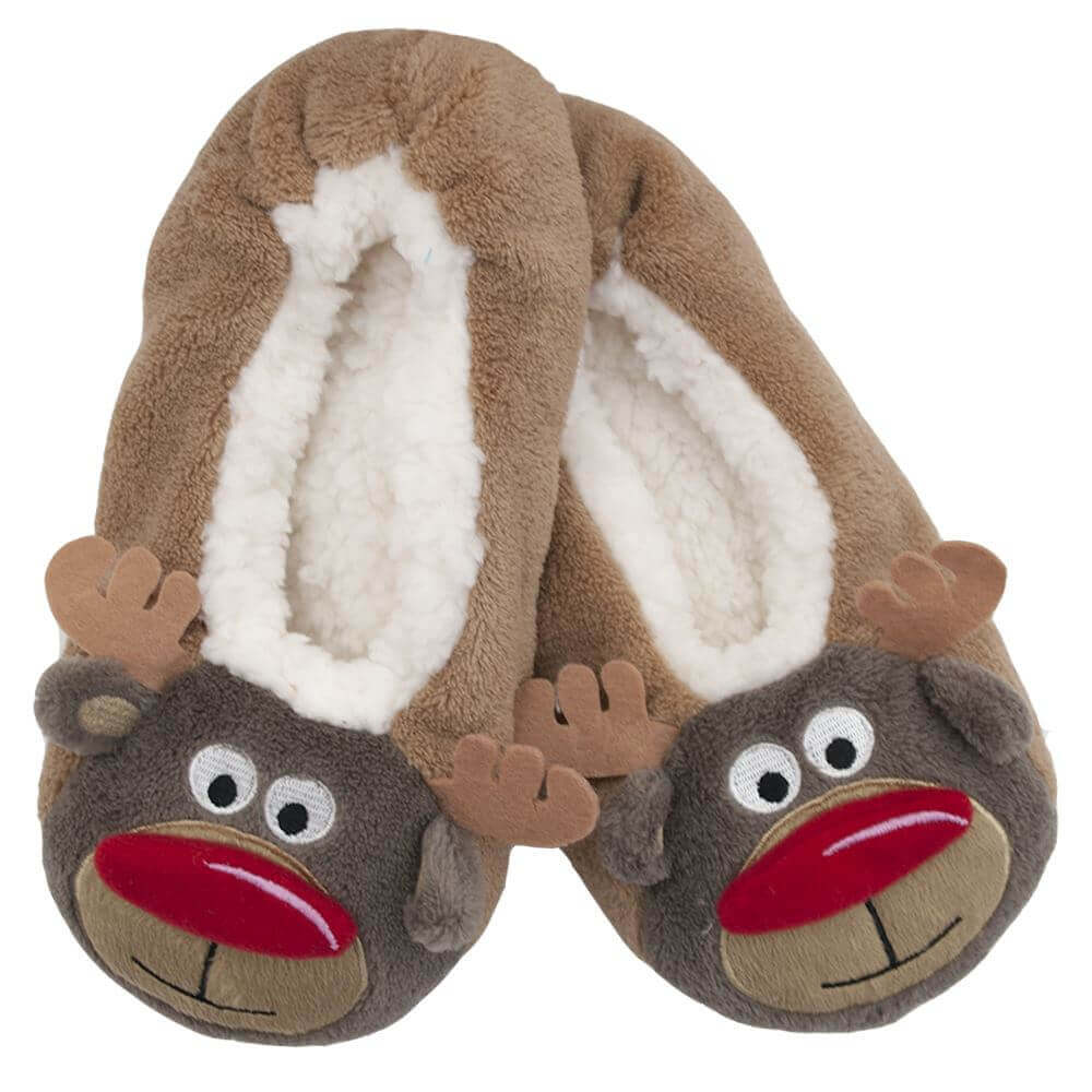 Sock Stack Womens Christmas Slipper Socks Reindeer Santa Design Non Slip Grips Super Soft Non-Slip Indoor Sock - REGN