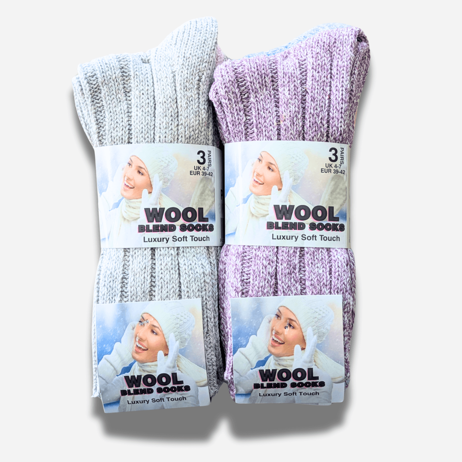 Sock Stack Women's Chunky Wool Thermal Socks 6 Pairs UK 4-7 EU 37-40 Assorted Colours - REGN