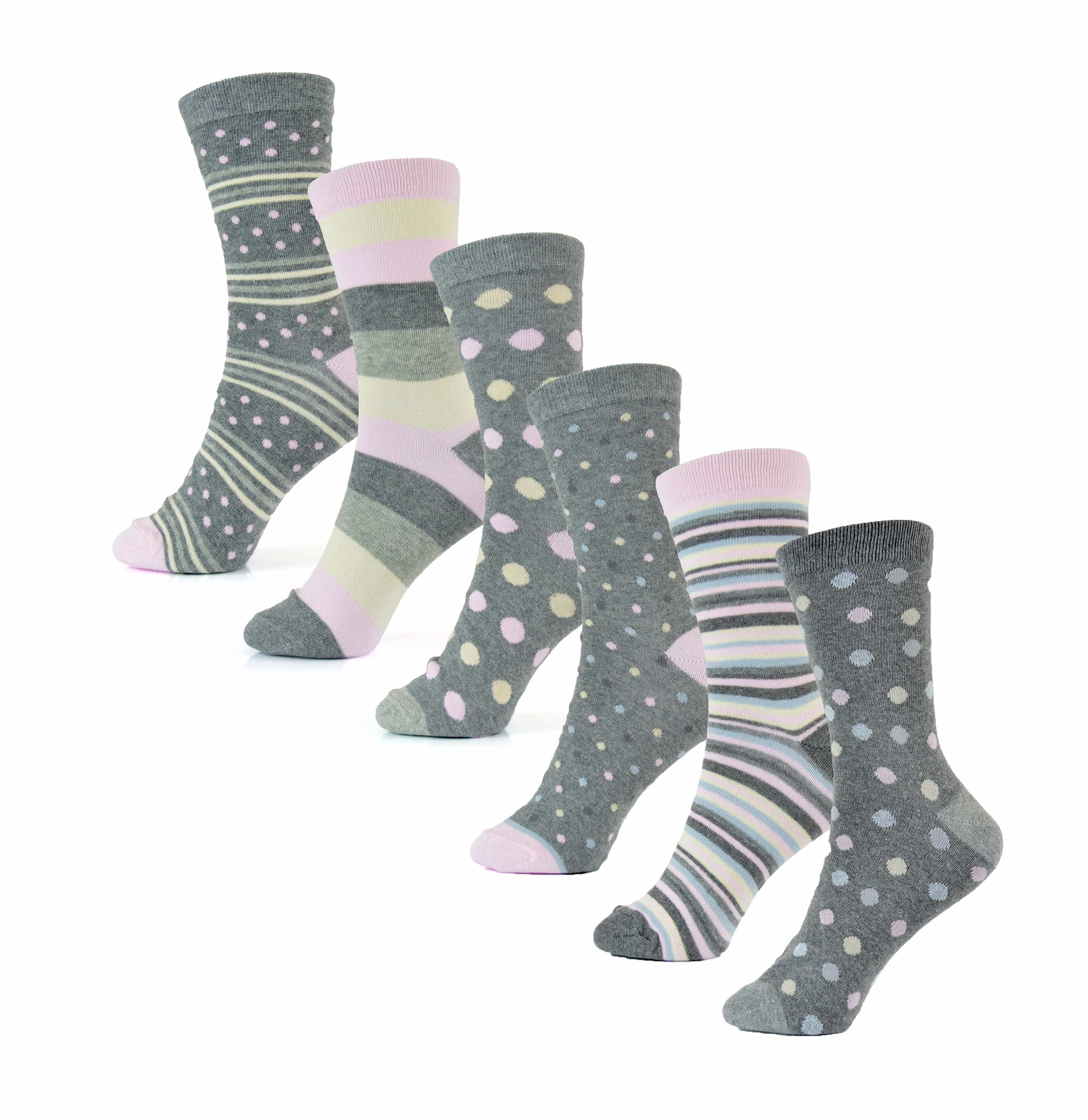 Sock Stack Womens Cotton Rich Socks 6 Pairs UK Size 4-7 Breathable Durable Reinforced Heel Toe Multipack Value - REGN