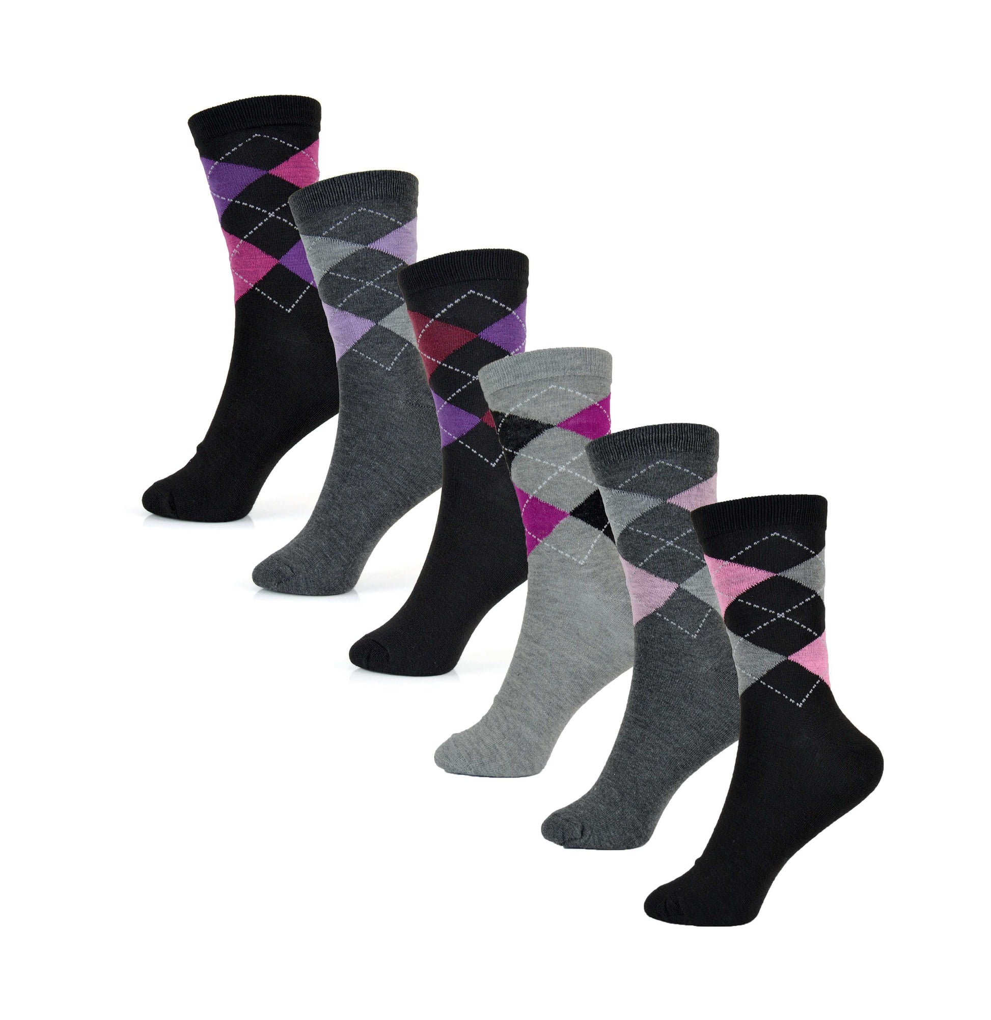Sock Stack Womens Cotton Rich Socks 6 Pairs UK Size 4-7 Breathable Durable Reinforced Heel Toe Multipack Value - REGN