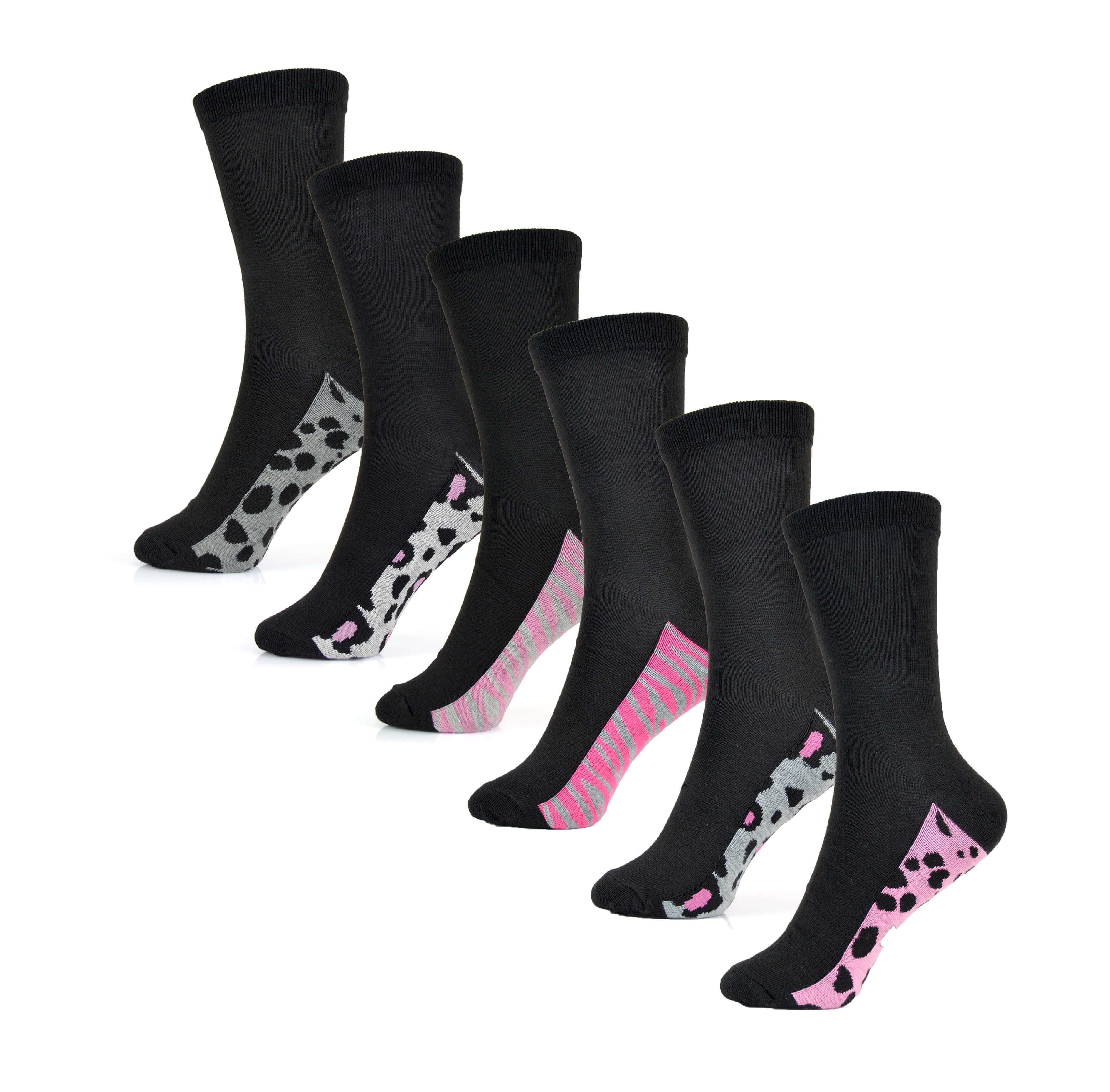 Sock Stack Womens Cotton Rich Socks 6 Pairs UK Size 4-7 Breathable Durable Reinforced Heel Toe Multipack Value - REGN