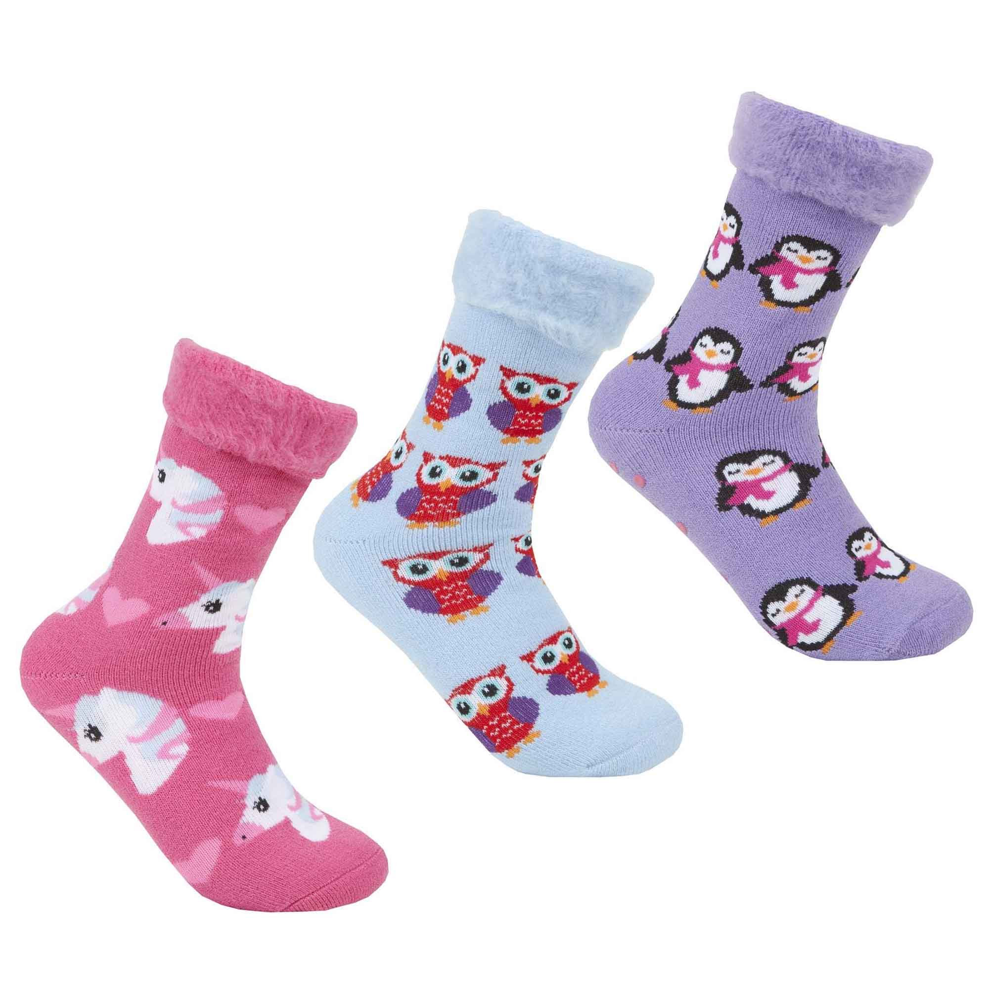 Sock Stack Womens Non Slip Thermal Bed Socks Slipper Socks With Silicone Grips UK Size 4 - REGN