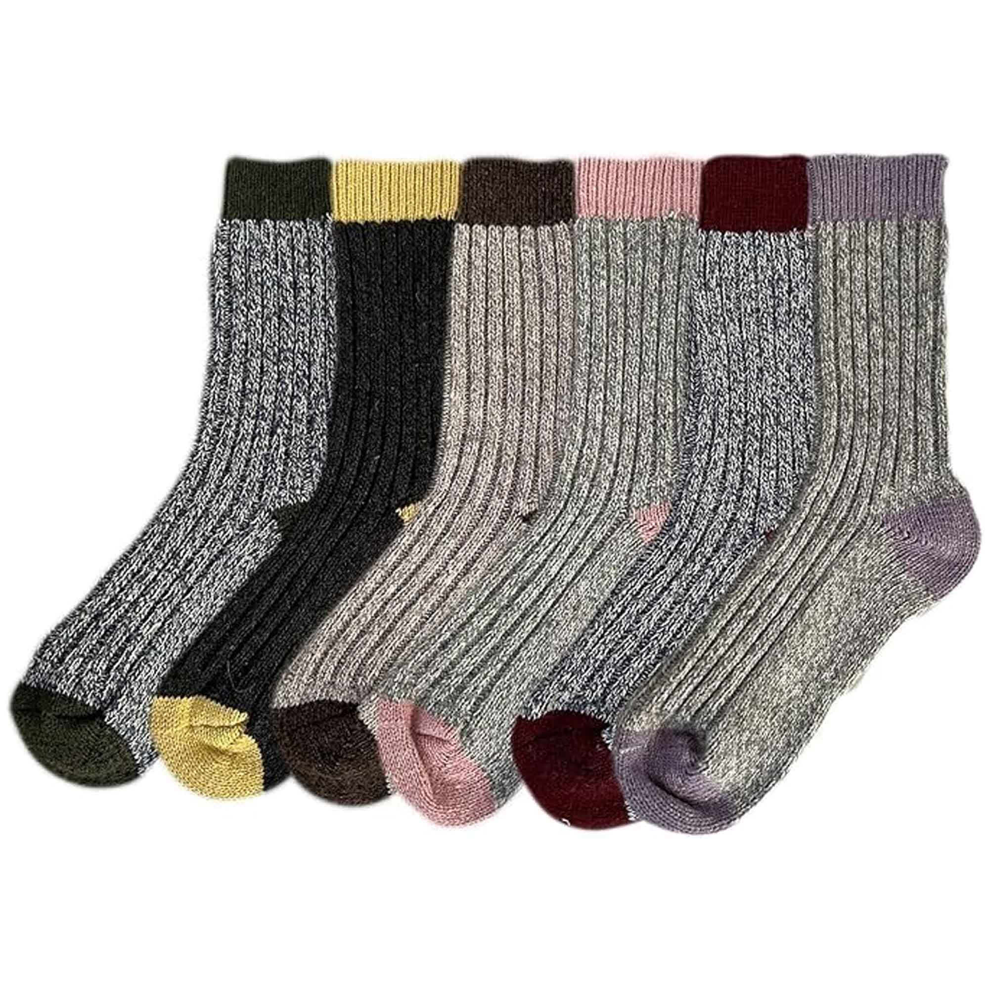 Sock Stack Womens Thick Wool Hiking Socks 6 Pairs Cushioned Reinforced Heel Toe UK 4-7 - REGN
