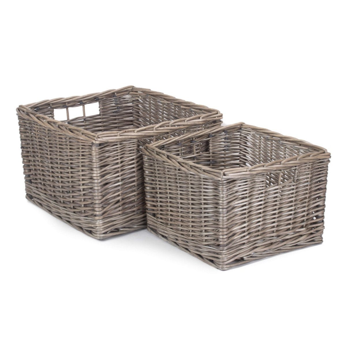 Square Antique Wash Willow Storage Basket Set 2 - REGN