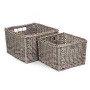 Square Antique Wash Willow Storage Basket Set 2 - REGN