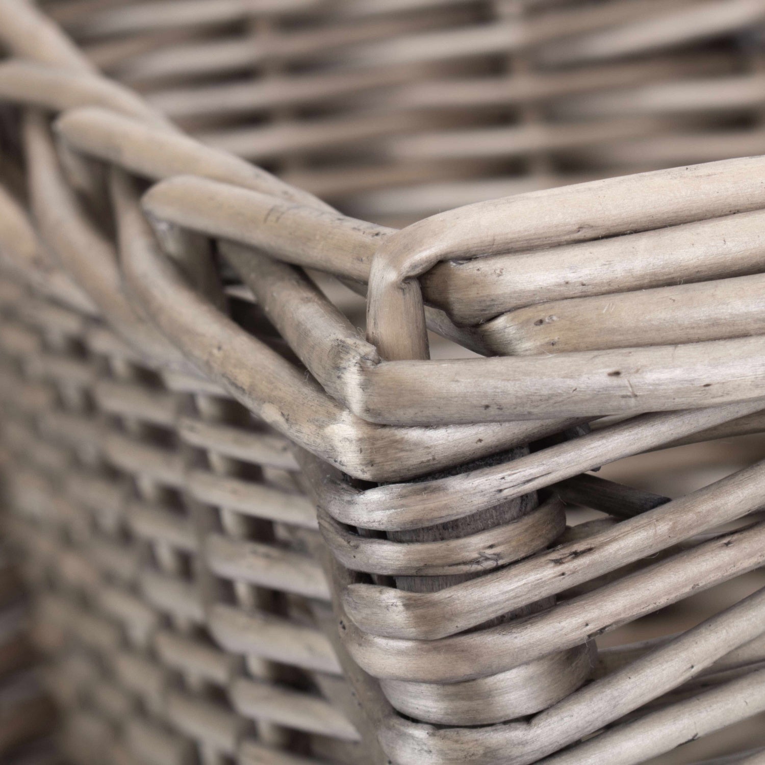 Square Antique Wash Willow Storage Basket Set 2 - REGN
