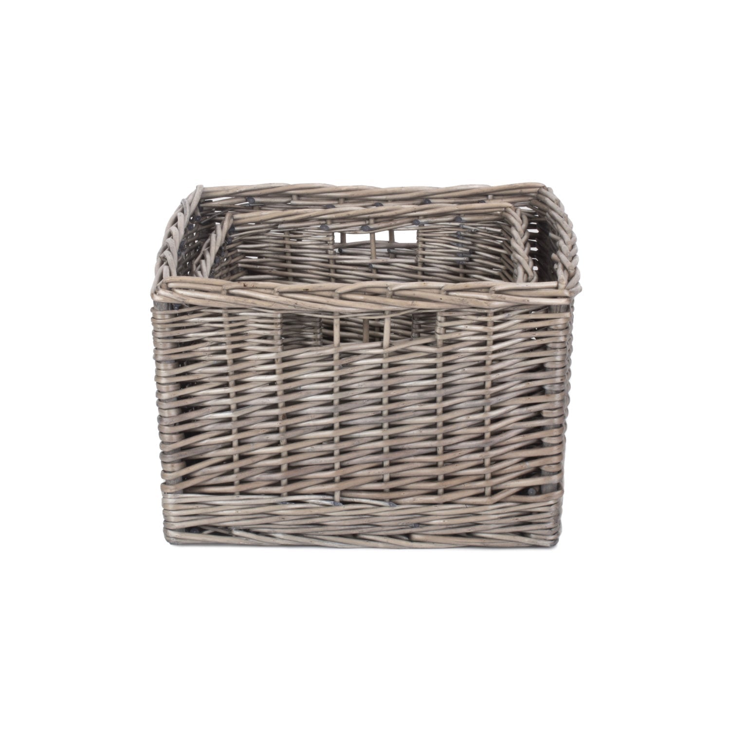 Square Antique Wash Willow Storage Basket Set 2 - REGN