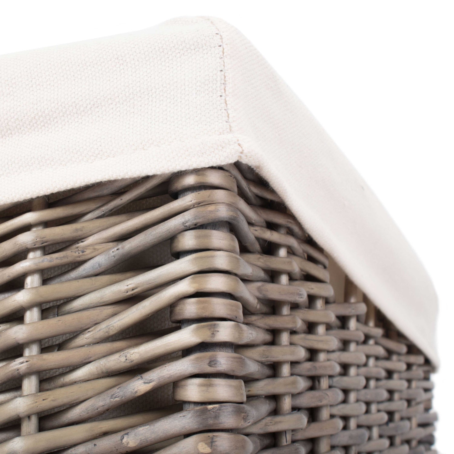 Square Antique Wash Willow Storage Basket with White Lining Set 2 - REGN