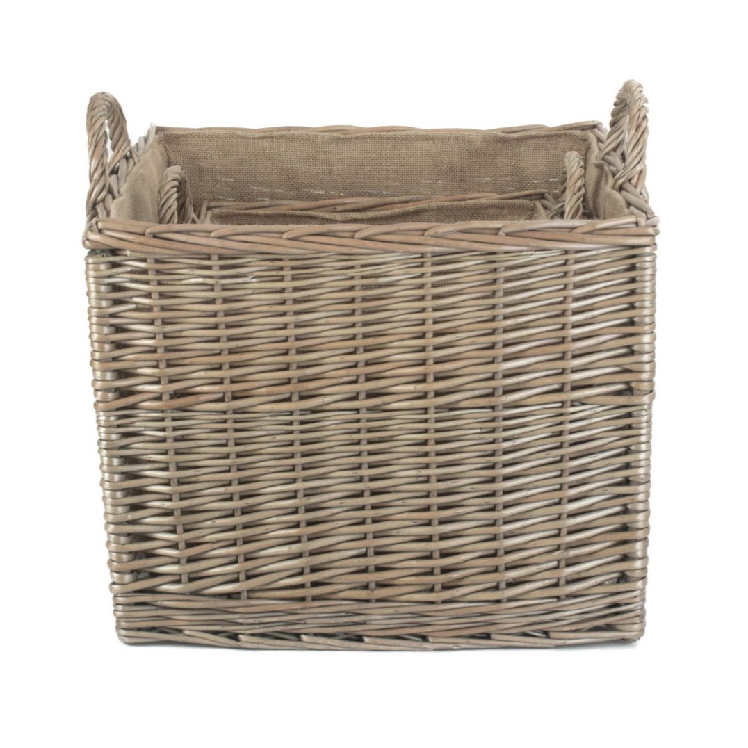Square Lined Wicker Log Storage Basket Set 2 - REGN