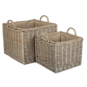 Square Lined Wicker Log Storage Basket Set 2 - REGN