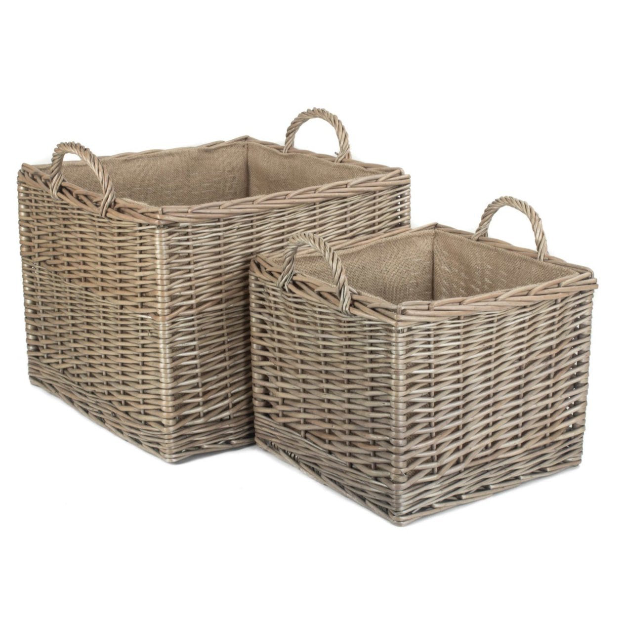 Square Lined Wicker Log Storage Basket Set 2 - REGN