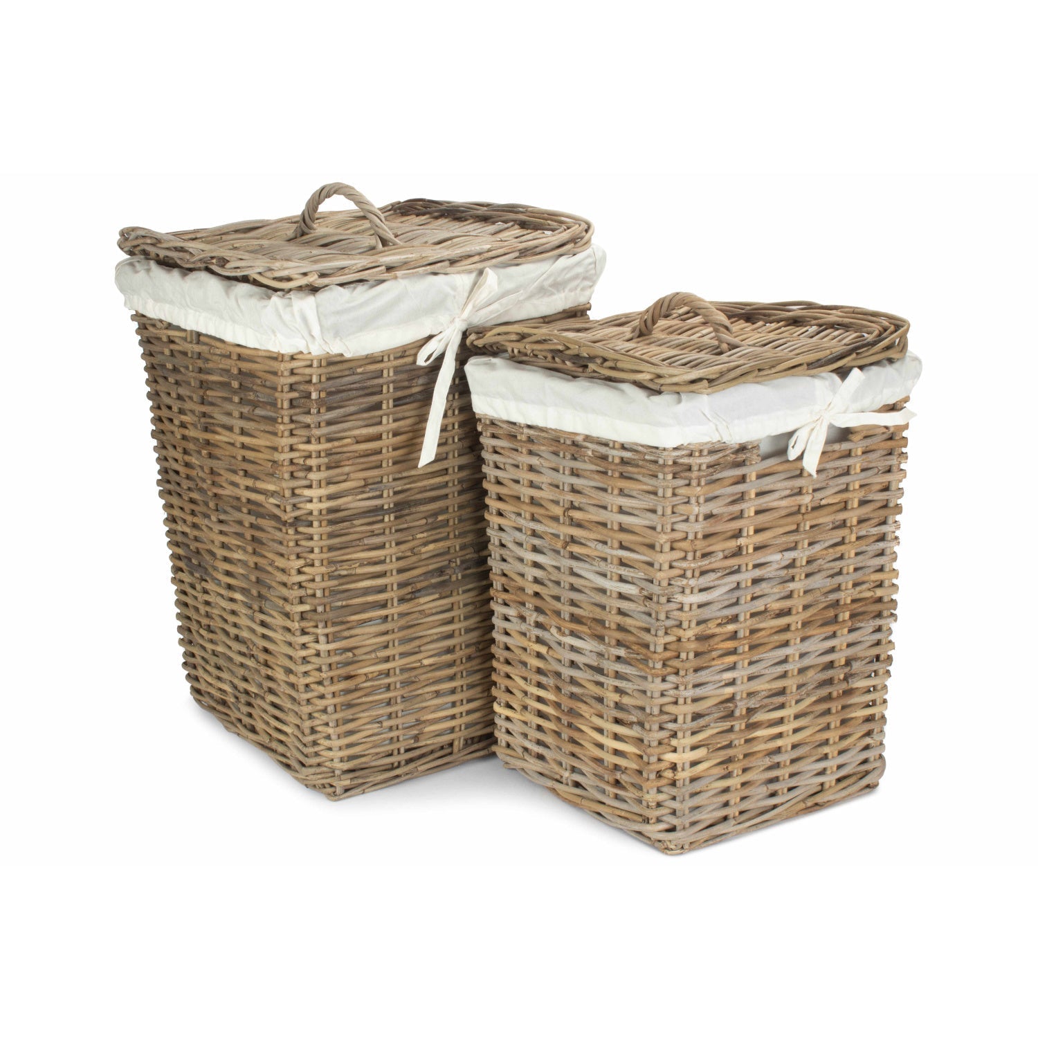Square Rattan Laundry Hamper Basket Set 2 - REGN