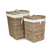 Square Rattan Laundry Hamper Basket Set 2 - REGN
