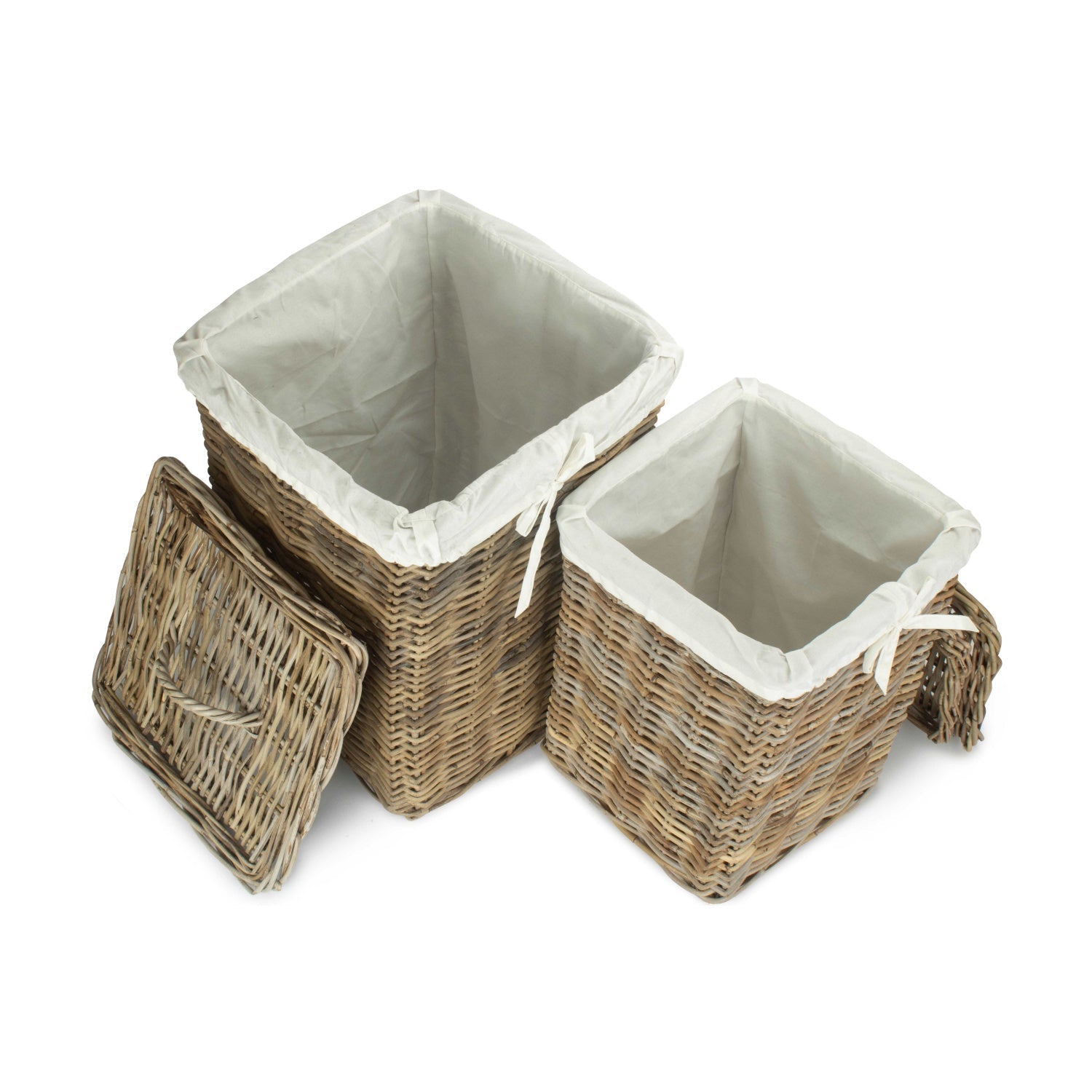 Square Rattan Laundry Hamper Basket Set 2 - REGN
