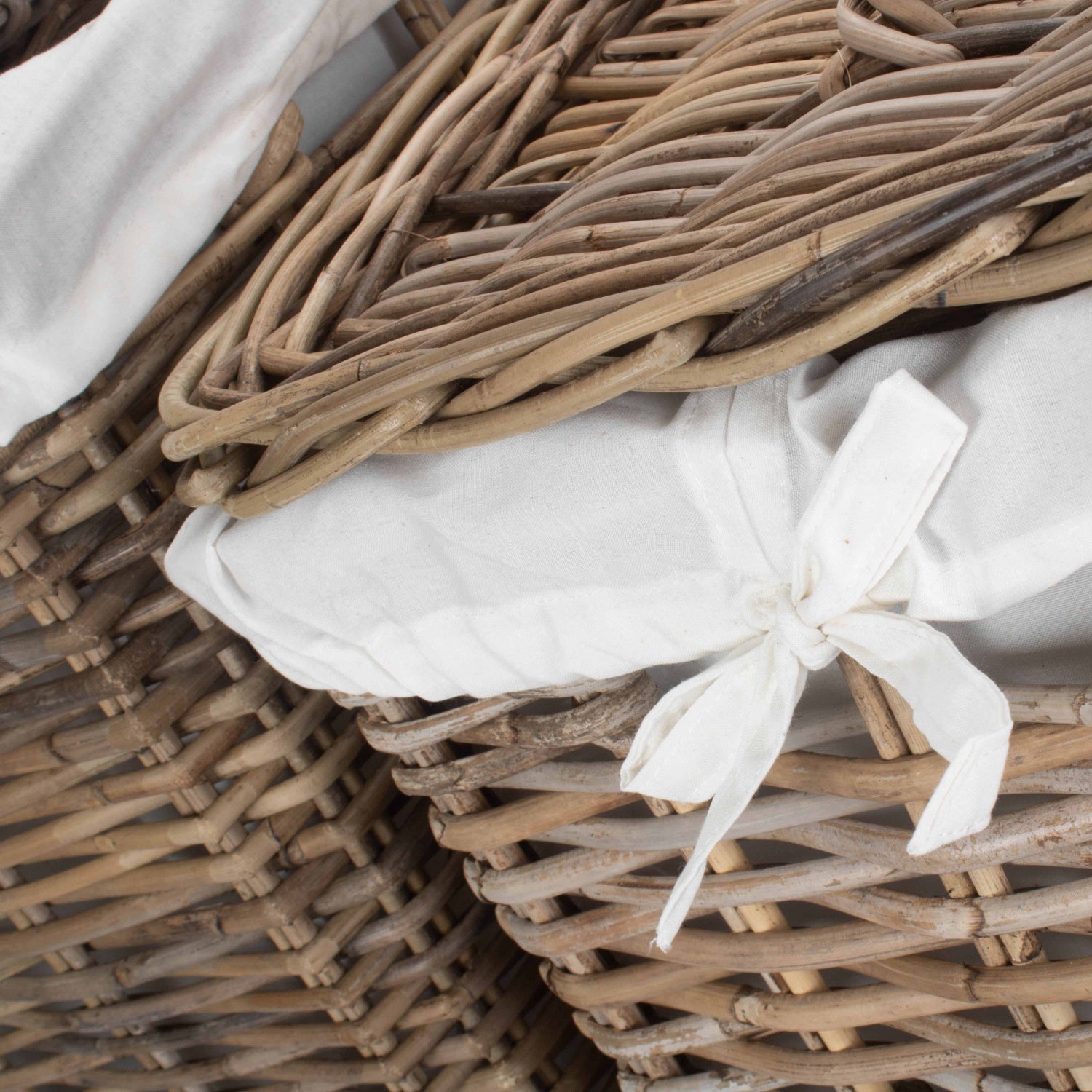 Square Rattan Laundry Hamper Basket Set 2 - REGN