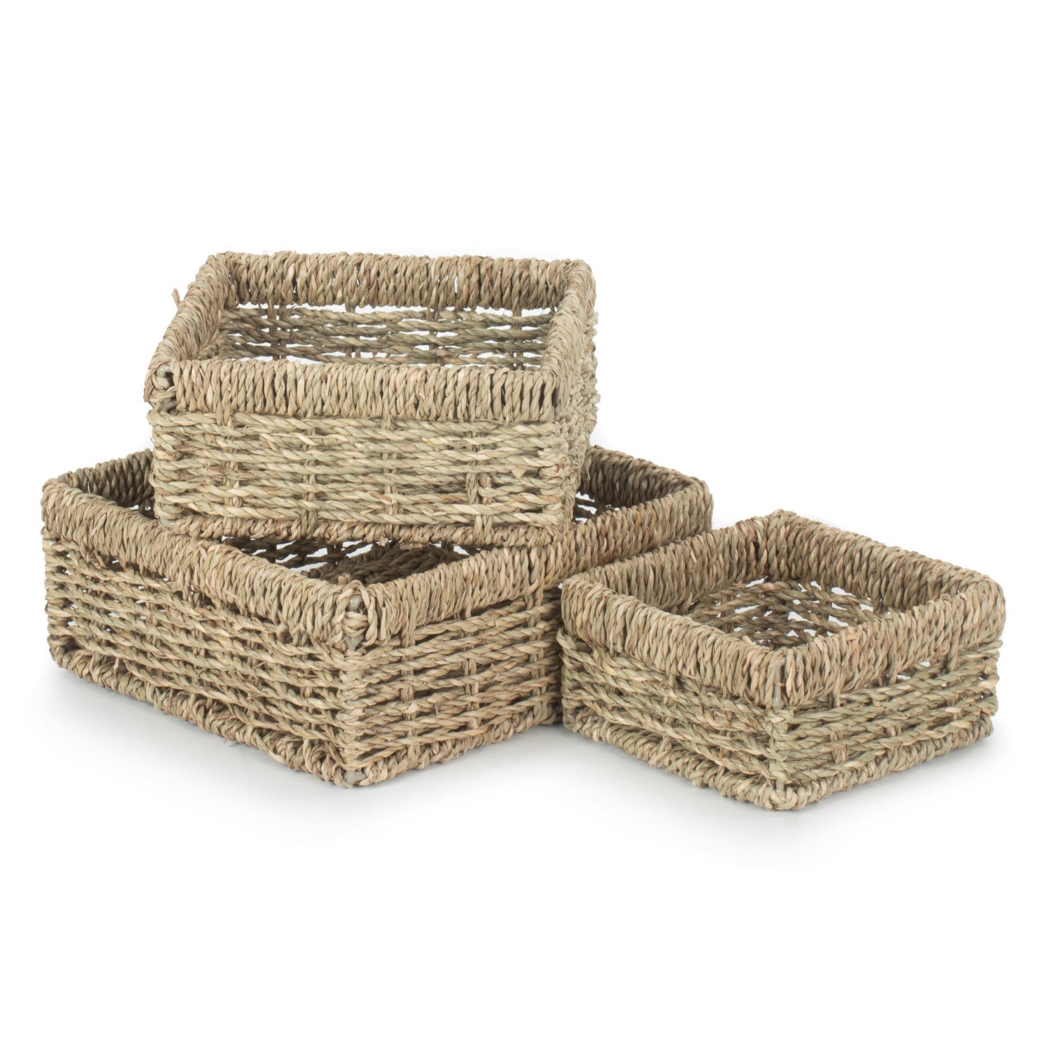 Square Seagrass Tray Baskets Set 3 - REGN