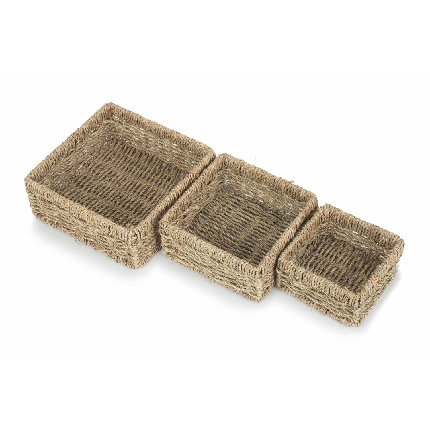 Square Seagrass Tray Baskets Set 3 - REGN