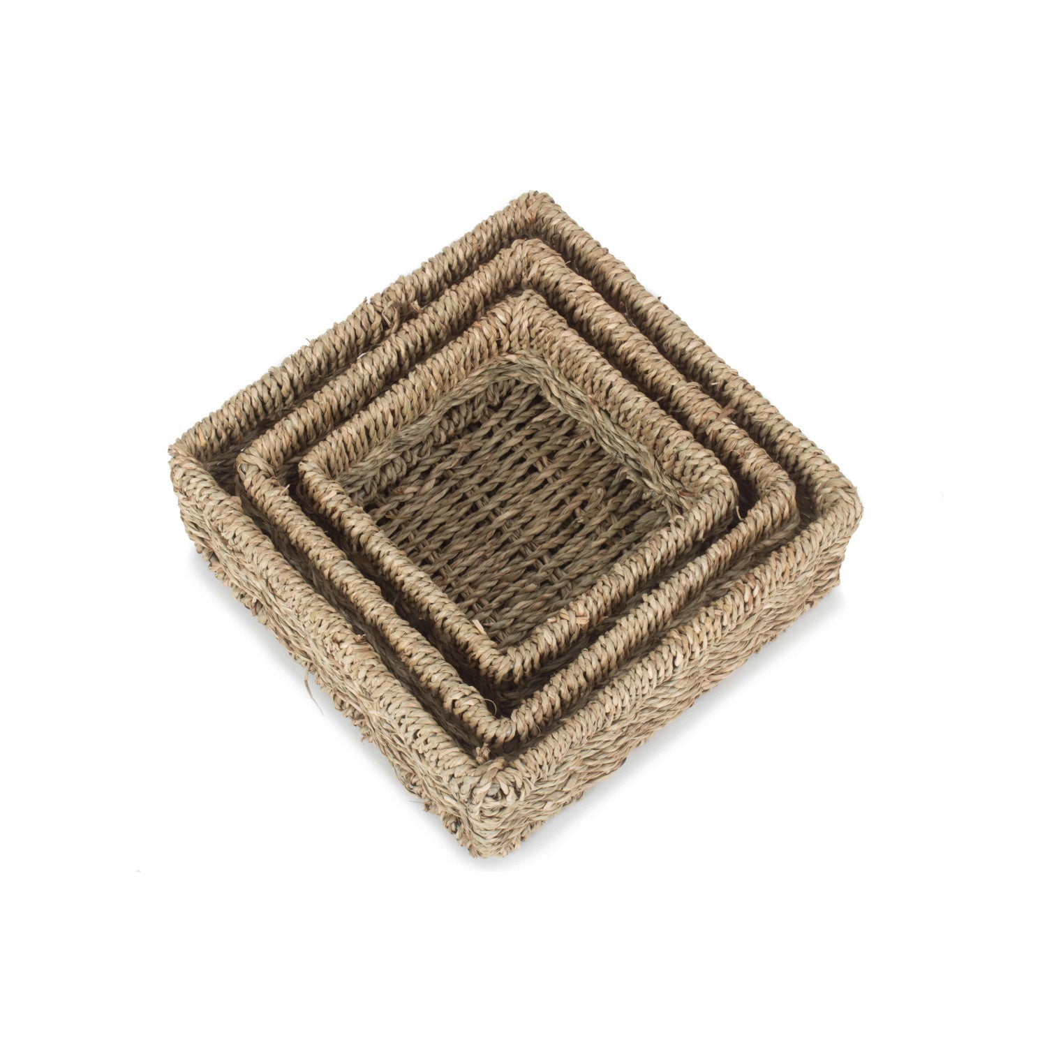 Square Seagrass Tray Baskets Set 3 - REGN