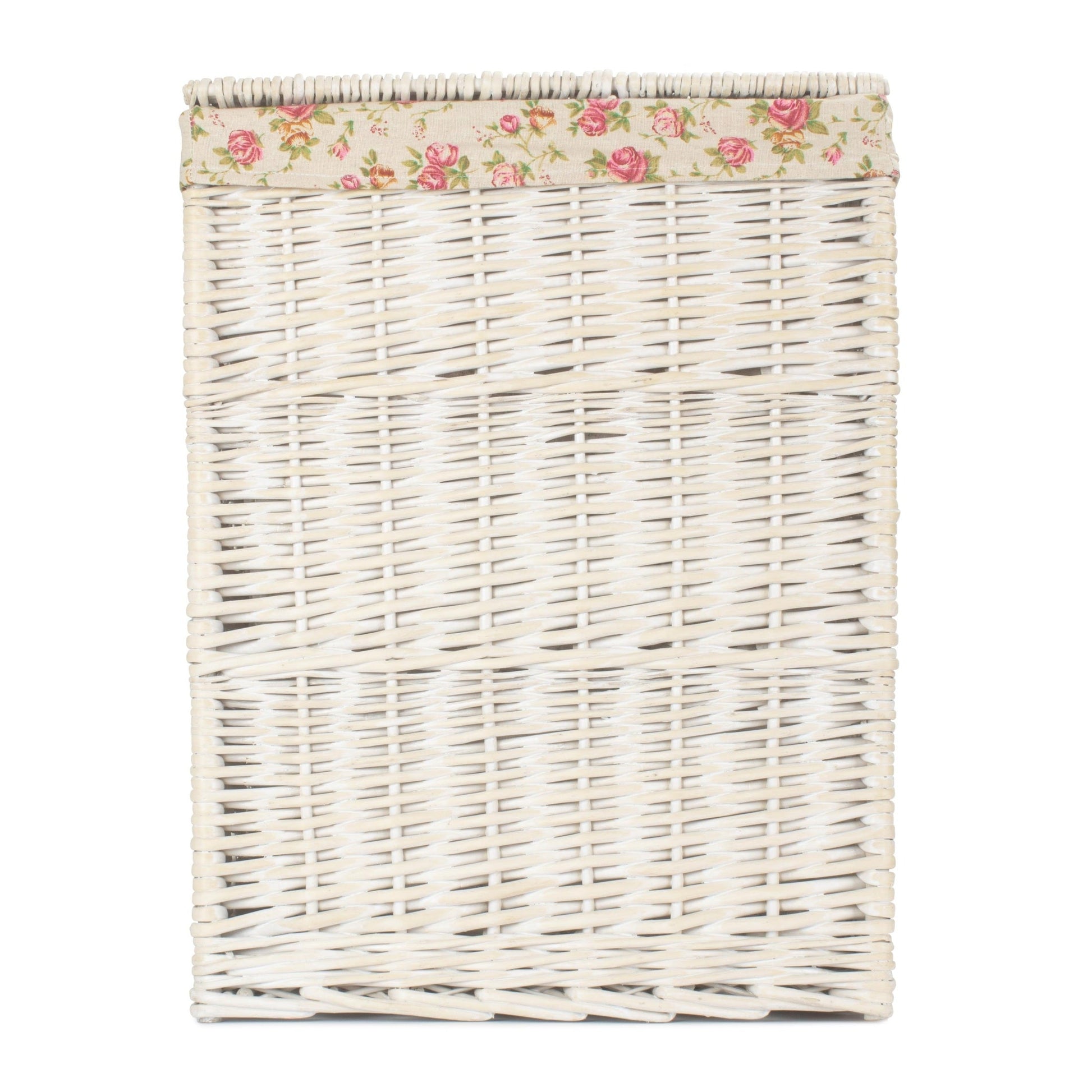 Square White Wash Laundry Hamper with Garden Rose Lining - Large - REGN