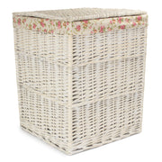 Square White Wash Laundry Hamper with Garden Rose Lining - Large - REGN