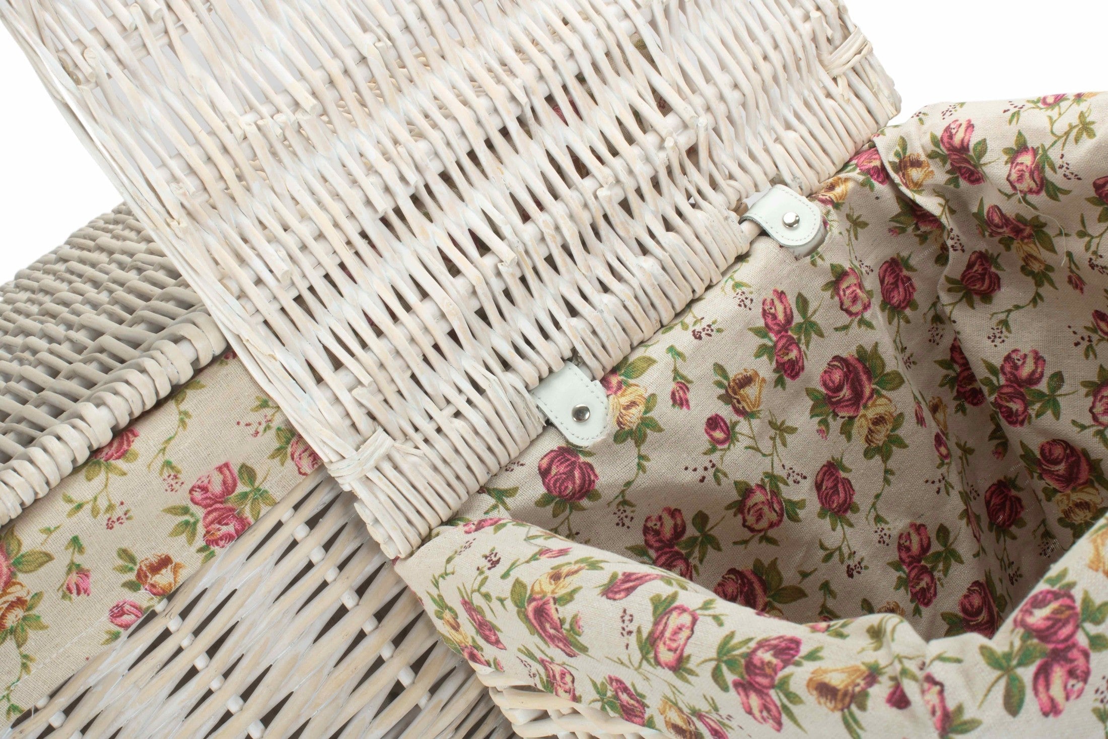 Square White Wash Laundry Hamper with Garden Rose Lining Set 2 - REGN