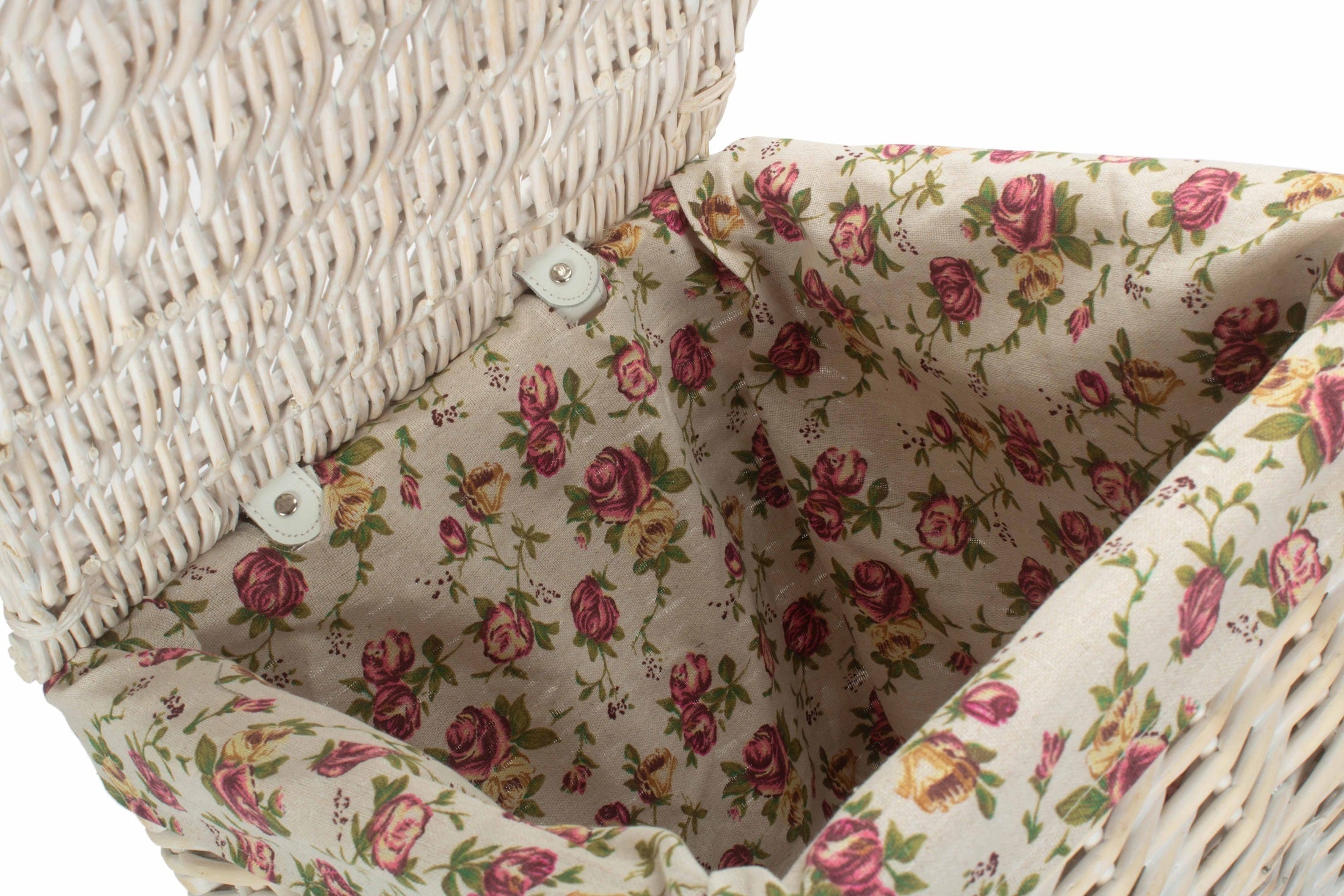 Square White Wash Laundry Hamper with Garden Rose Lining - Small - REGN