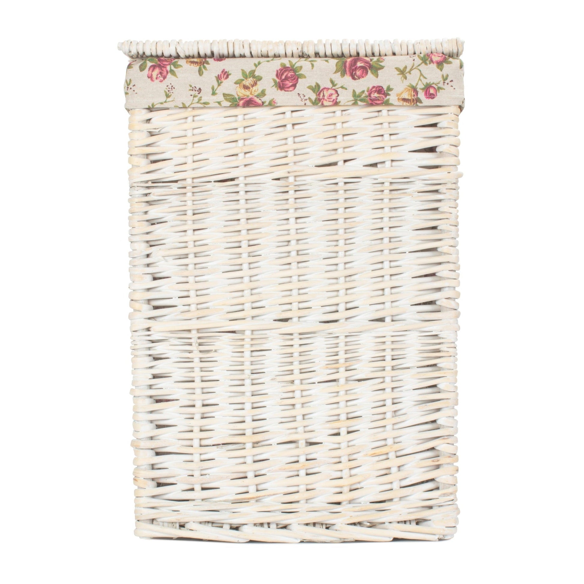 Square White Wash Laundry Hamper with Garden Rose Lining - Small - REGN
