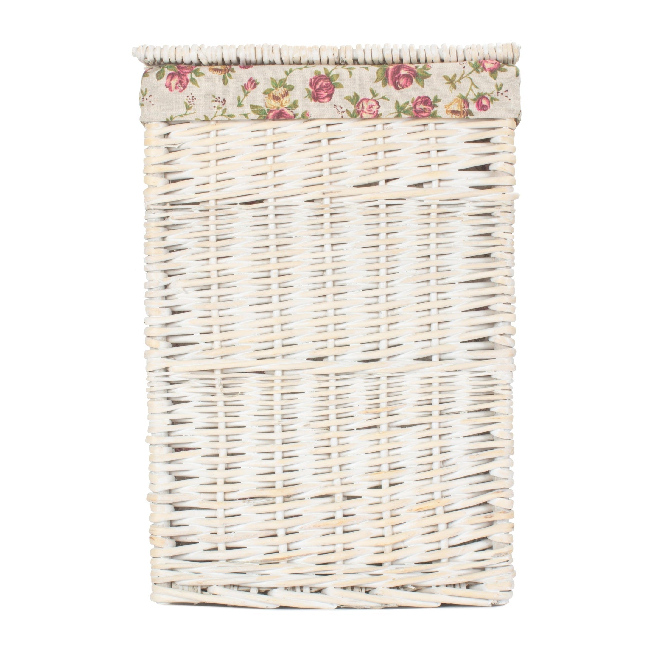 Square White Wash Laundry Hamper with Garden Rose Lining - Small - REGN