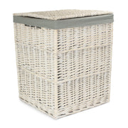 Square White Wash Laundry Hamper with Grey Sage Lining - Large - REGN