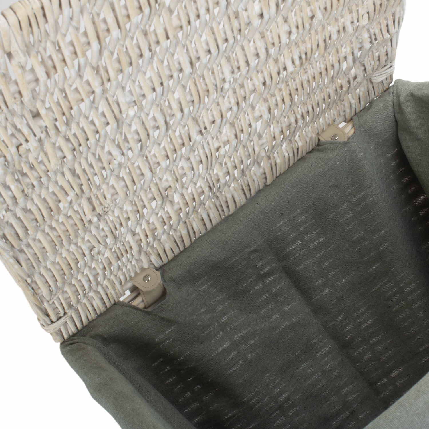 Square White Wash Laundry Hamper with Grey Sage Lining - Large - REGN