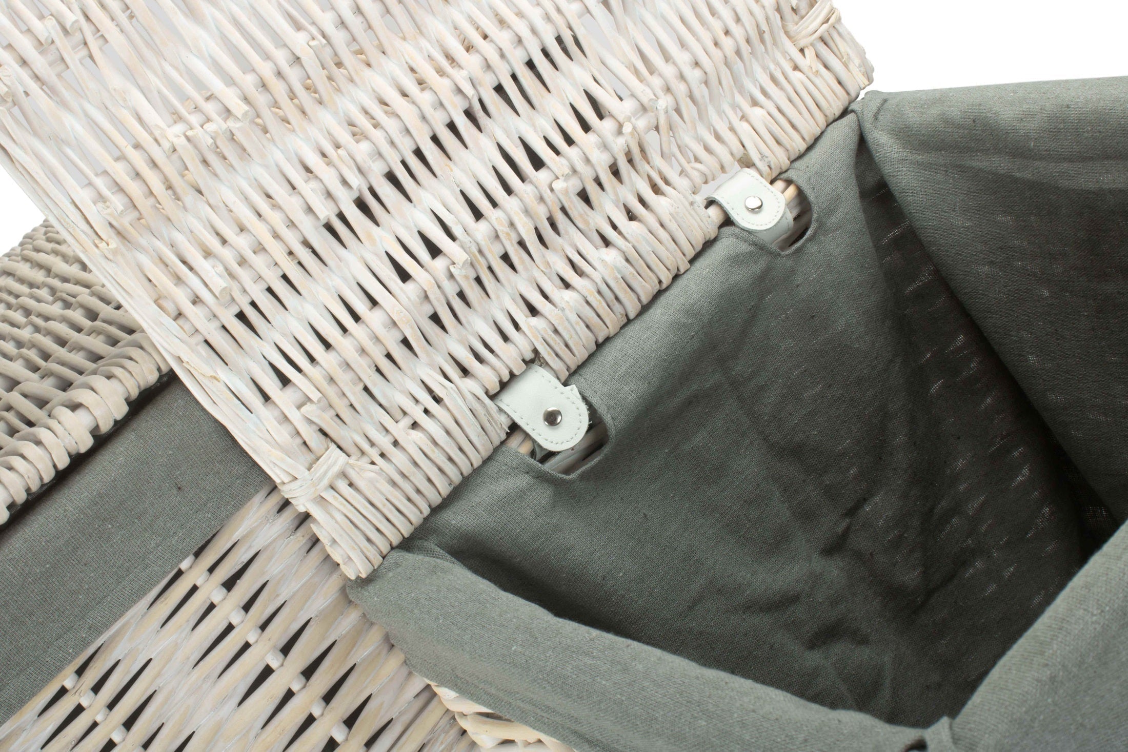 Square White Wash Laundry Hamper with Grey Sage Lining Set 2 - REGN