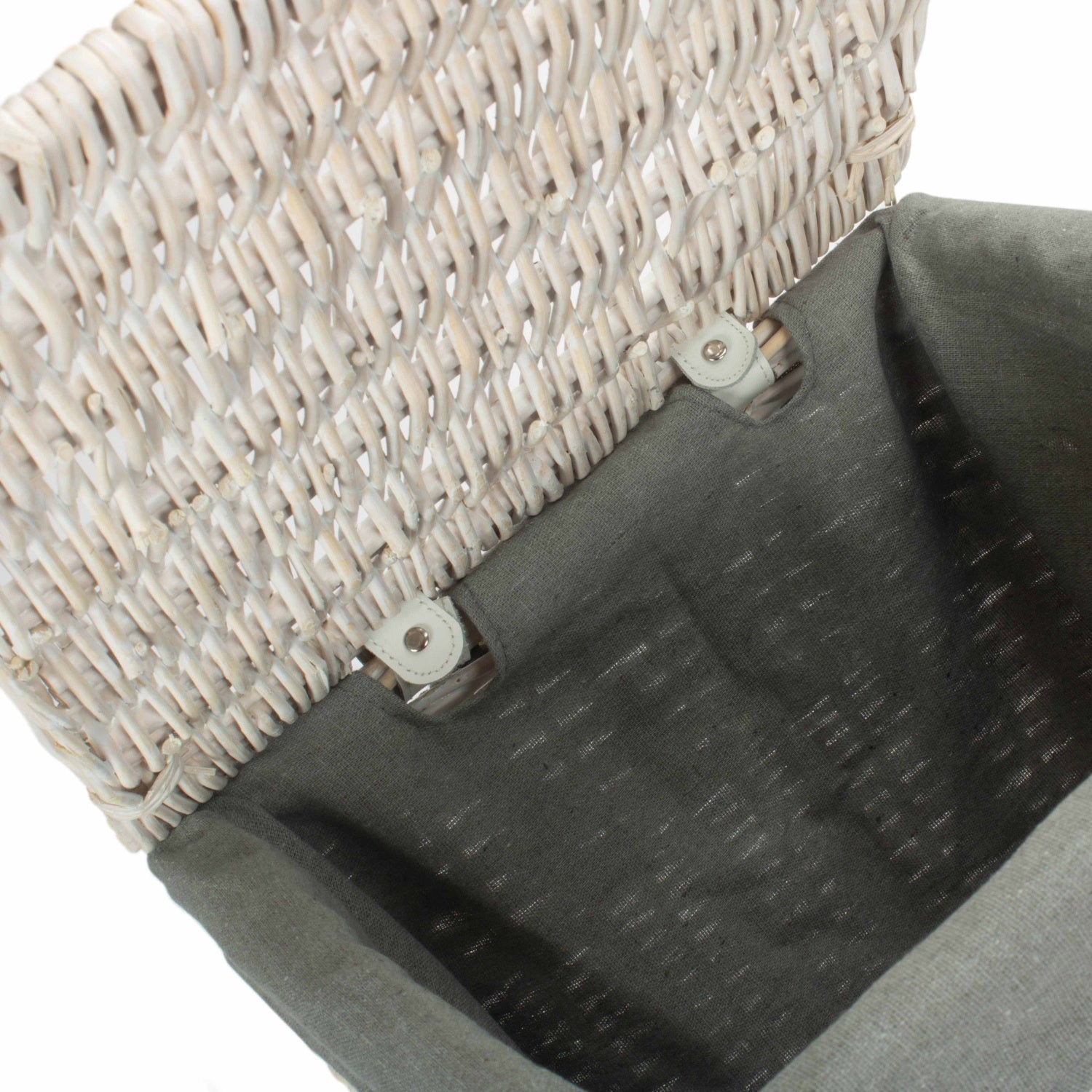 Square White Wash Laundry Hamper with Grey Sage Lining - Small - REGN