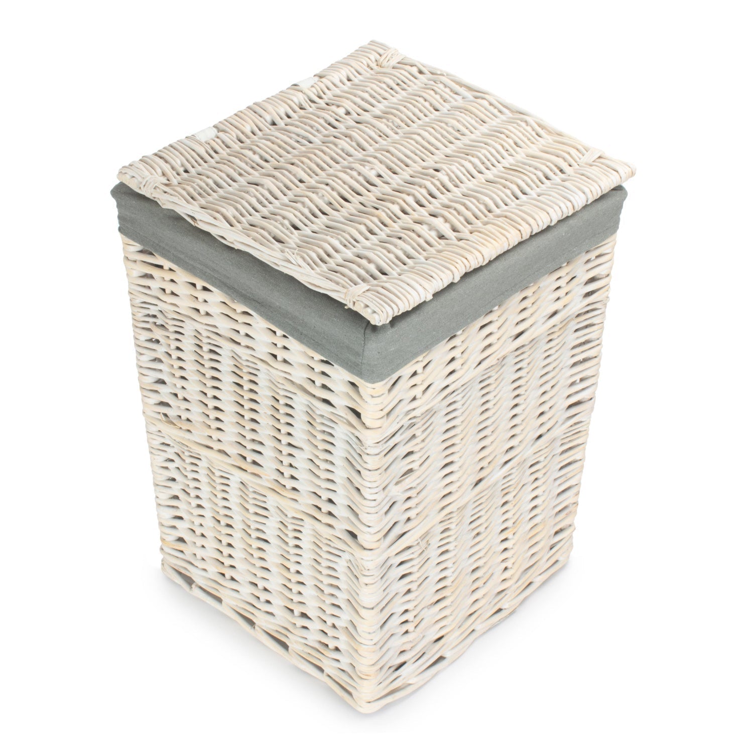 Square White Wash Laundry Hamper with Grey Sage Lining - Small - REGN