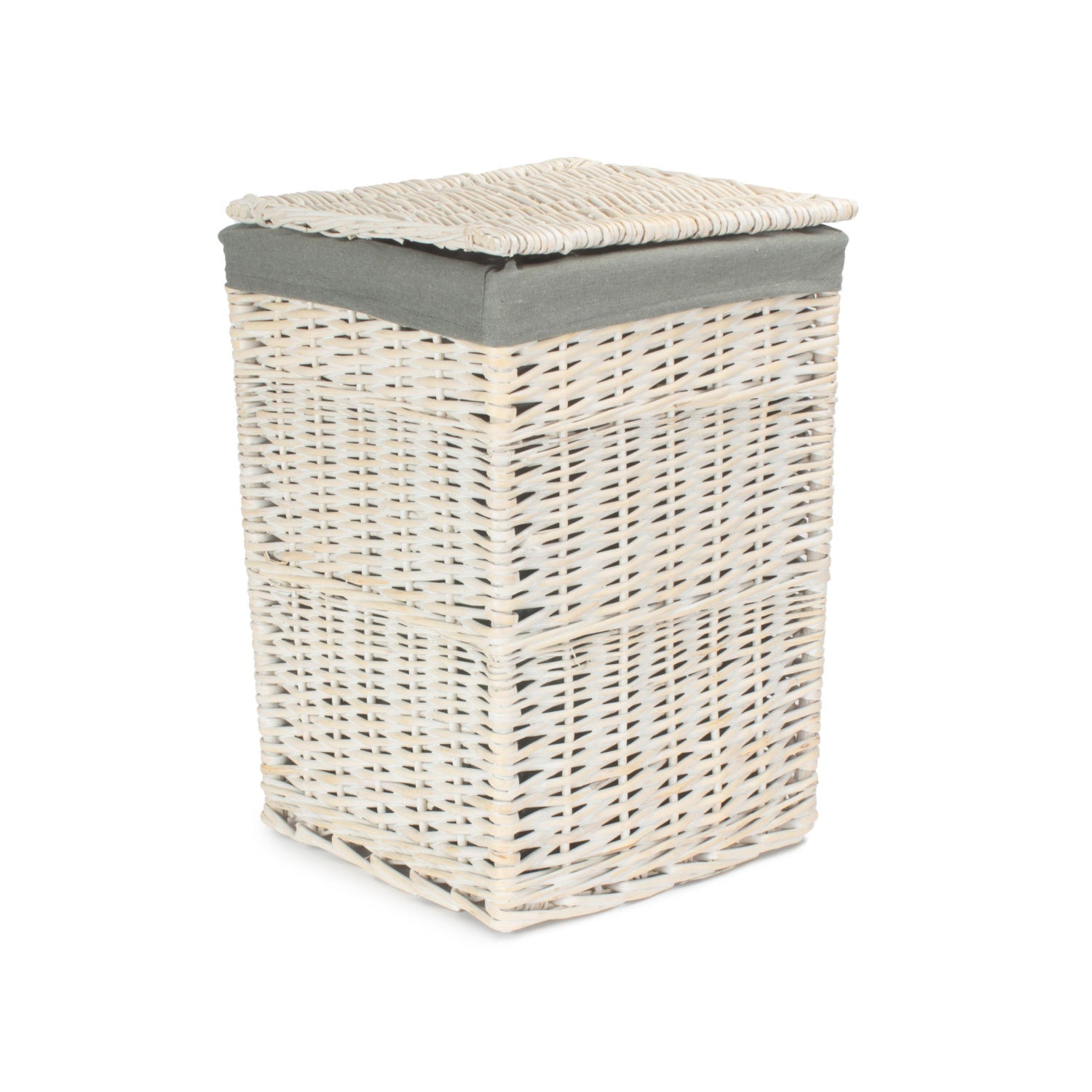 Square White Wash Laundry Hamper with Grey Sage Lining - Small - REGN