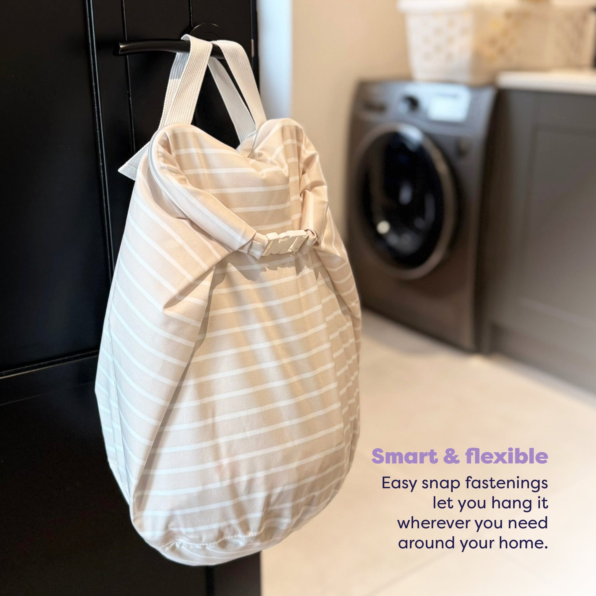 Stay-At-Home Waterproof Wet Nappy Bag in Neutral Stripe - REGN