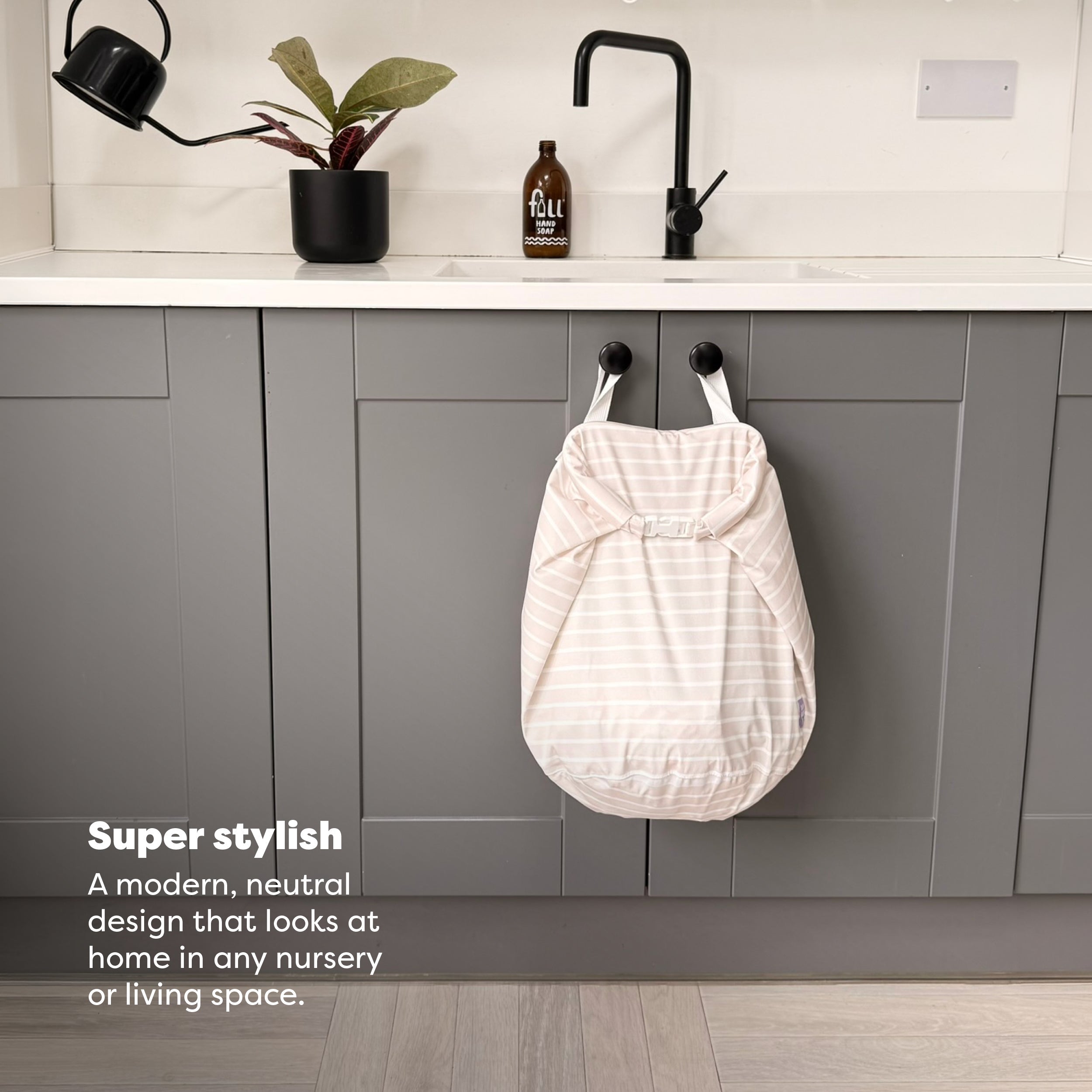 Stay-At-Home Waterproof Wet Nappy Bag in Neutral Stripe - REGN