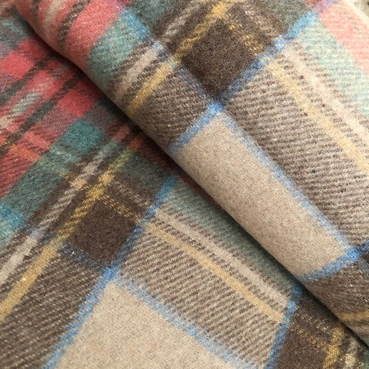 Stewart Dress Antique Recycled Wool Blanket in Soft Tartan Check - REGN