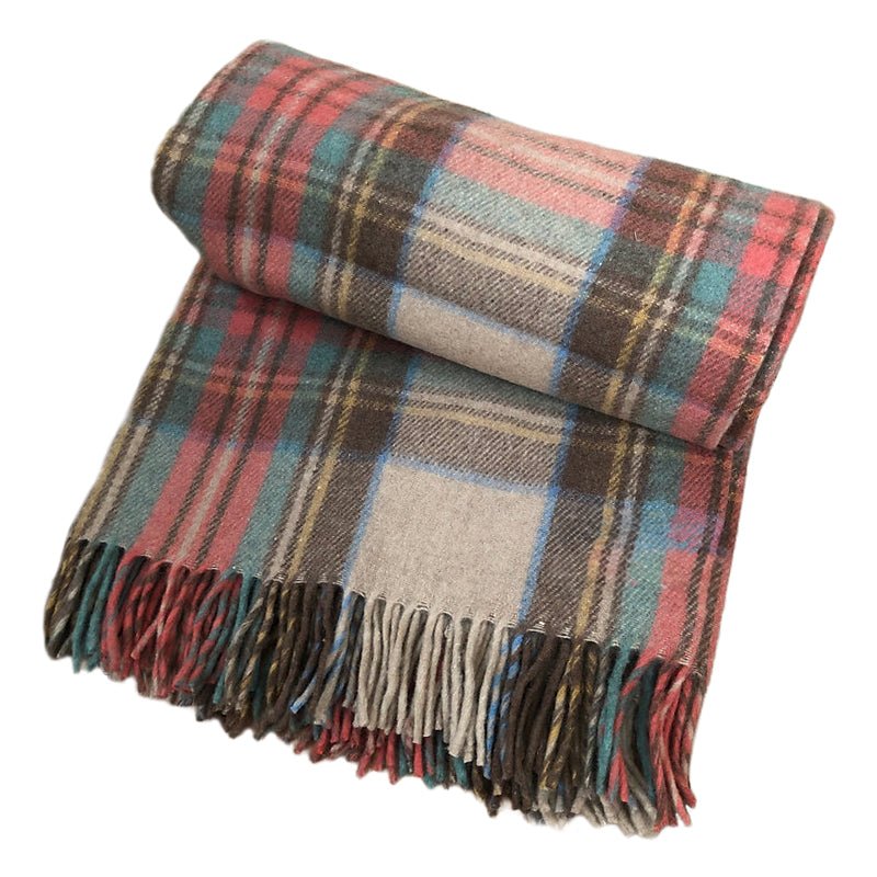 Stewart Dress Antique Recycled Wool Blanket in Soft Tartan Check - REGN