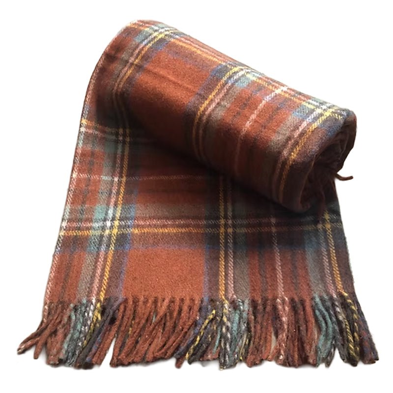 Stewart Royal Antique Recycled Wool Blanket in Soft Tartan Check - REGN