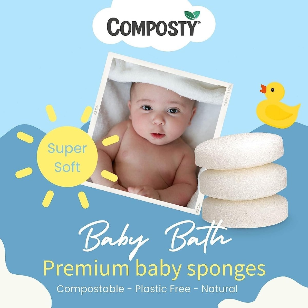 Super-Soft Baby Bath Sponges – 3 Pack - REGN